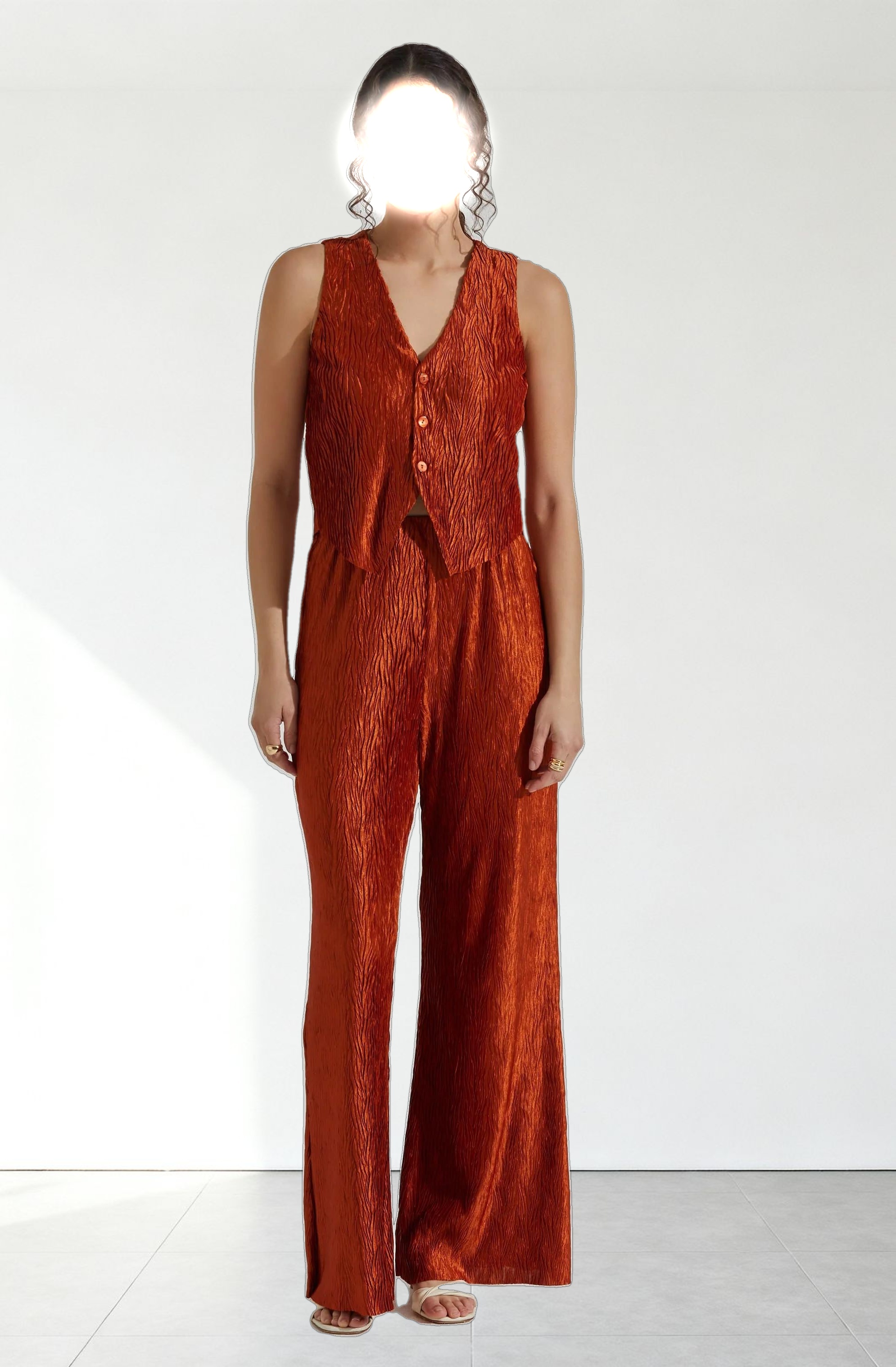 Button Up Plisse Vest