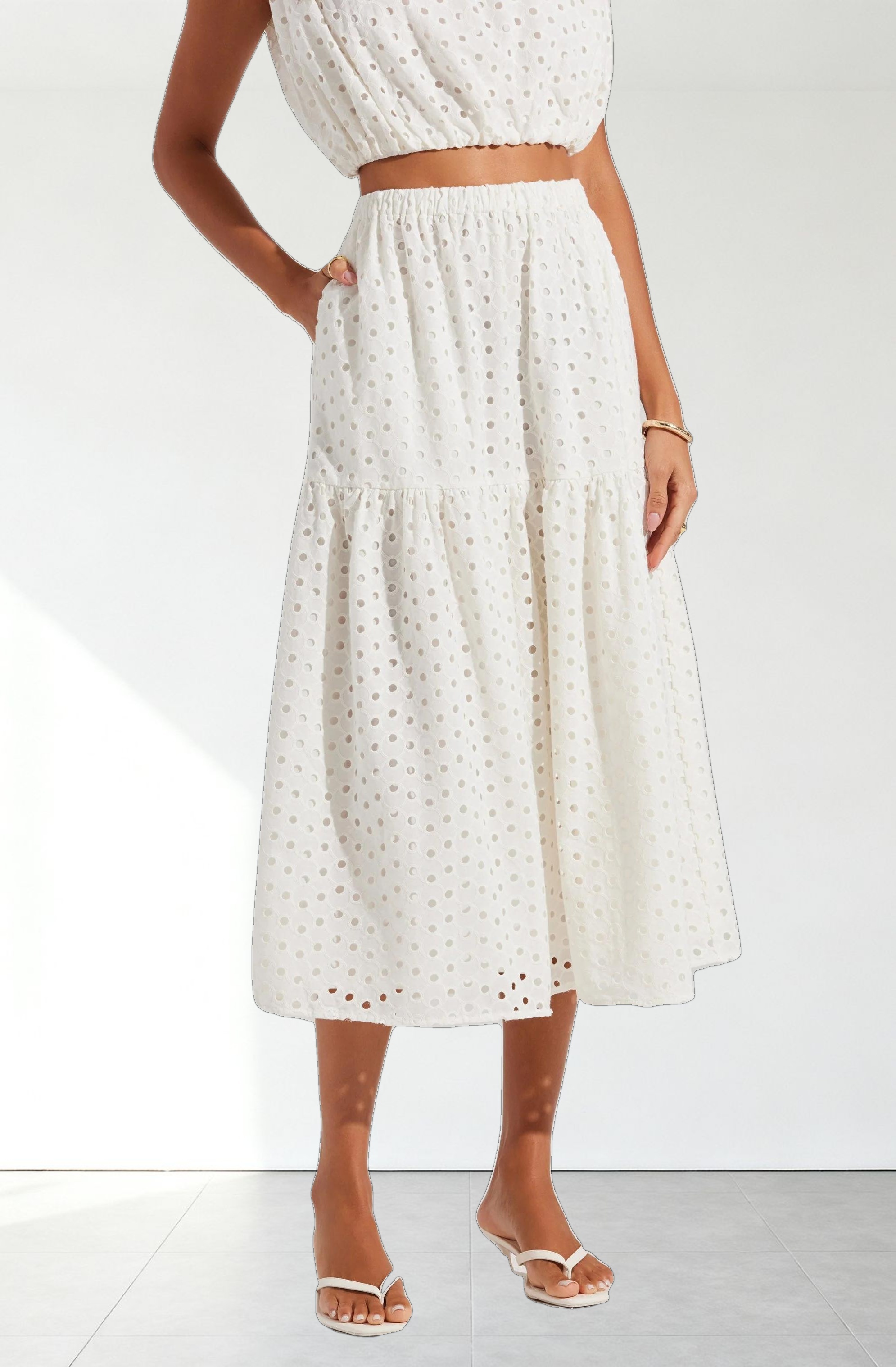Nalley Eyelet Midi Skirt