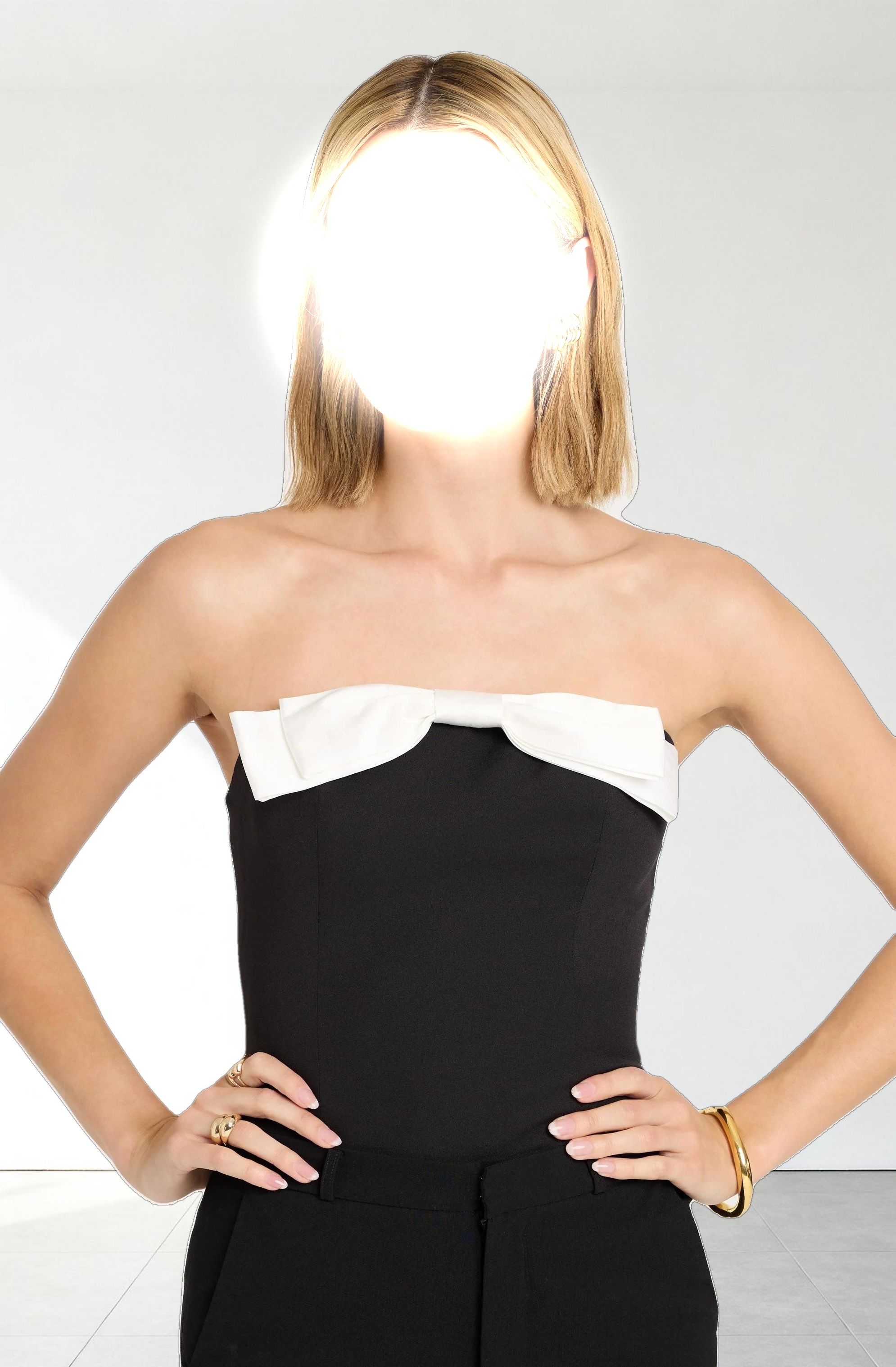 Contrast Bow Strapless Top