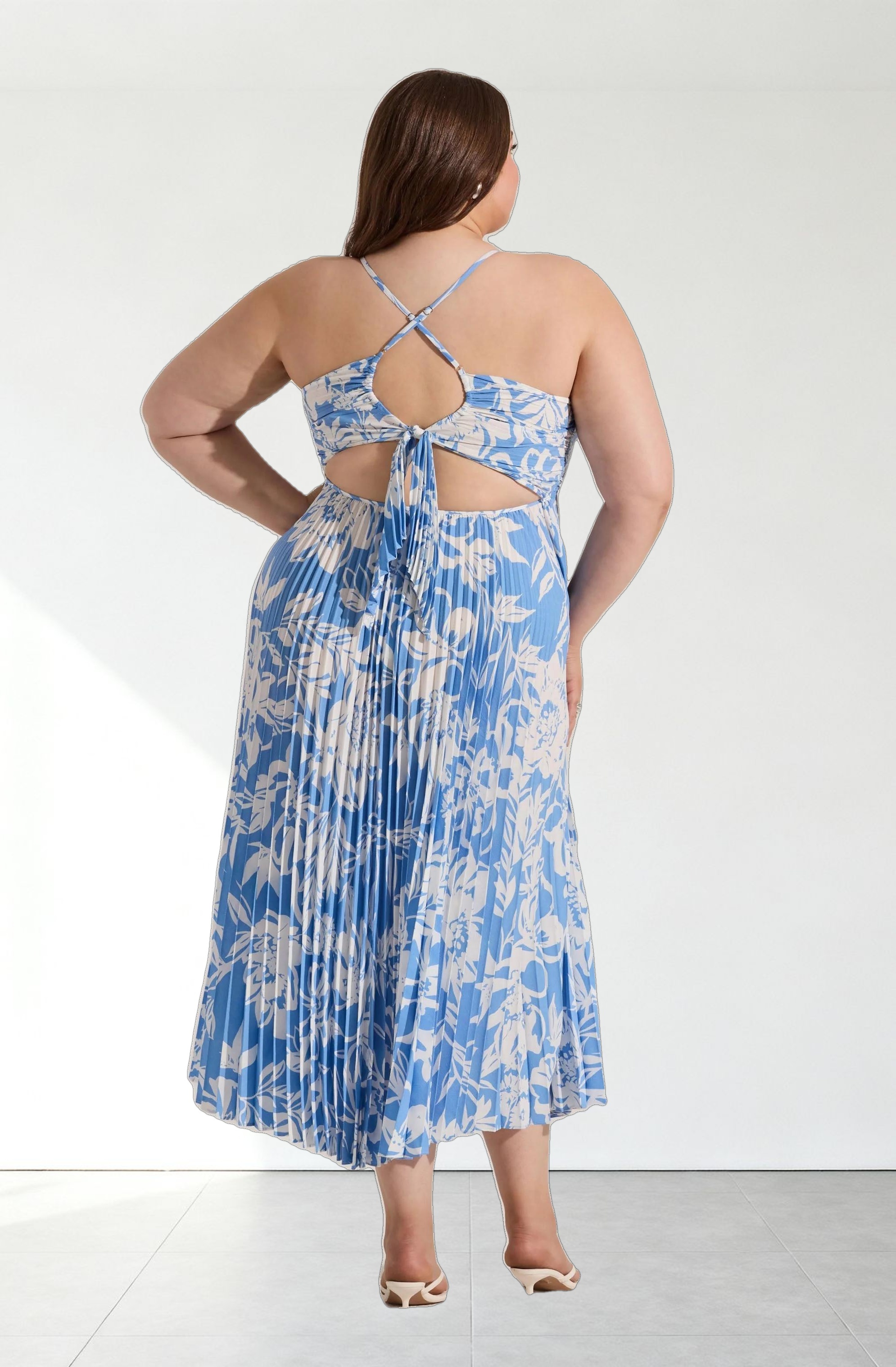 Blythe Floral Plisse Midi Dress