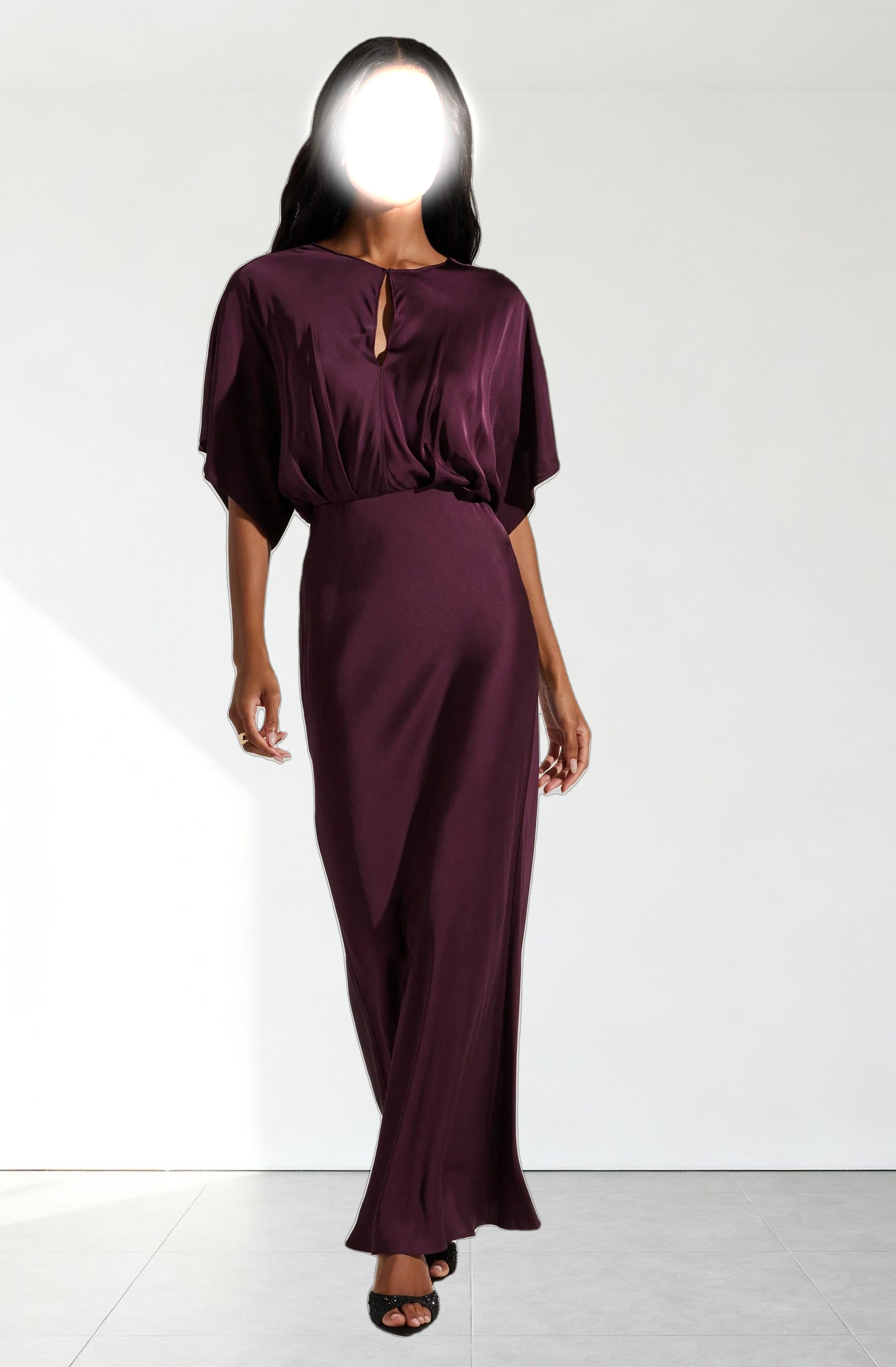Angelle Satin Dolman Maxi Dress