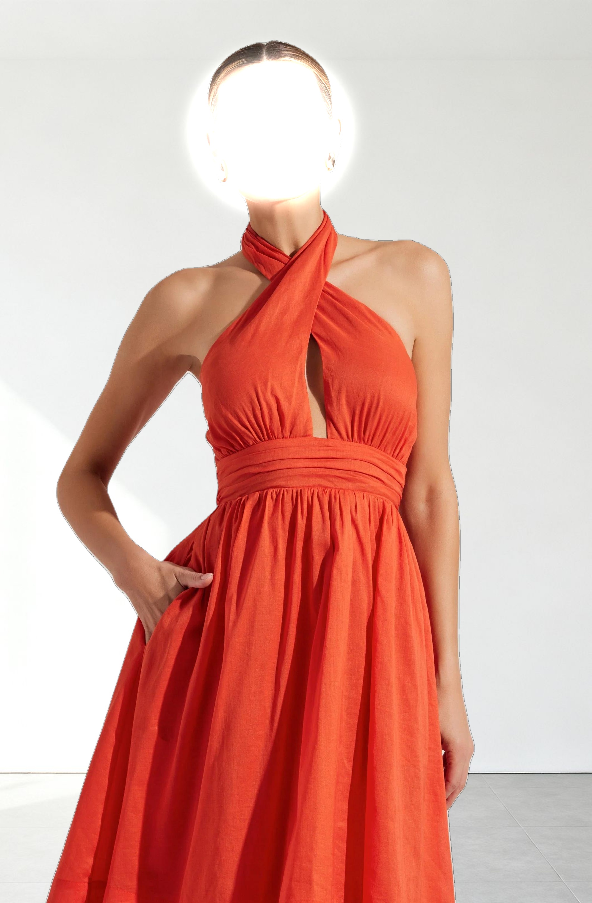 Kalia Crossover Halter Mini Dress