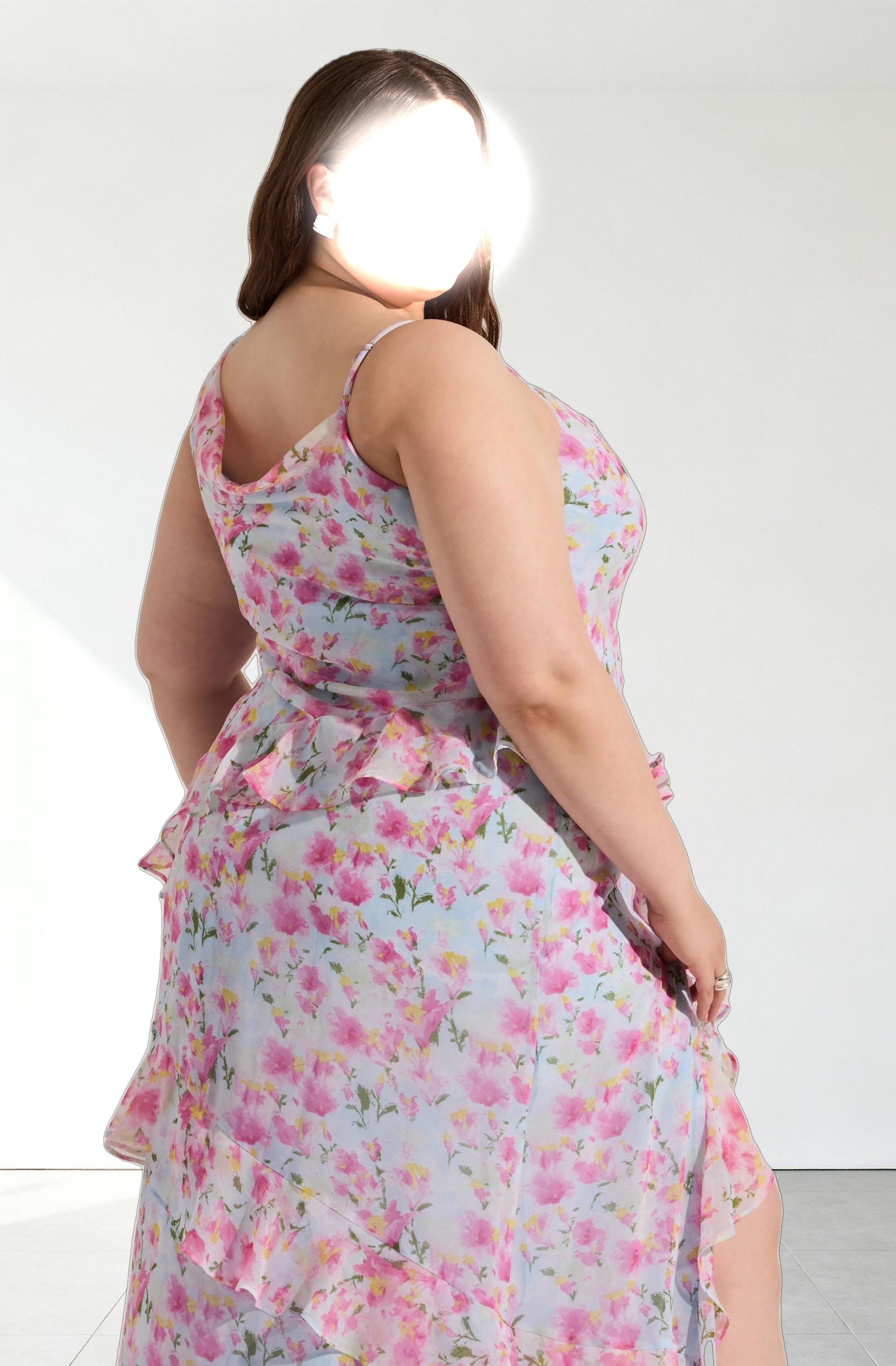 Levina Asymmetric Floral Ruffle Dress