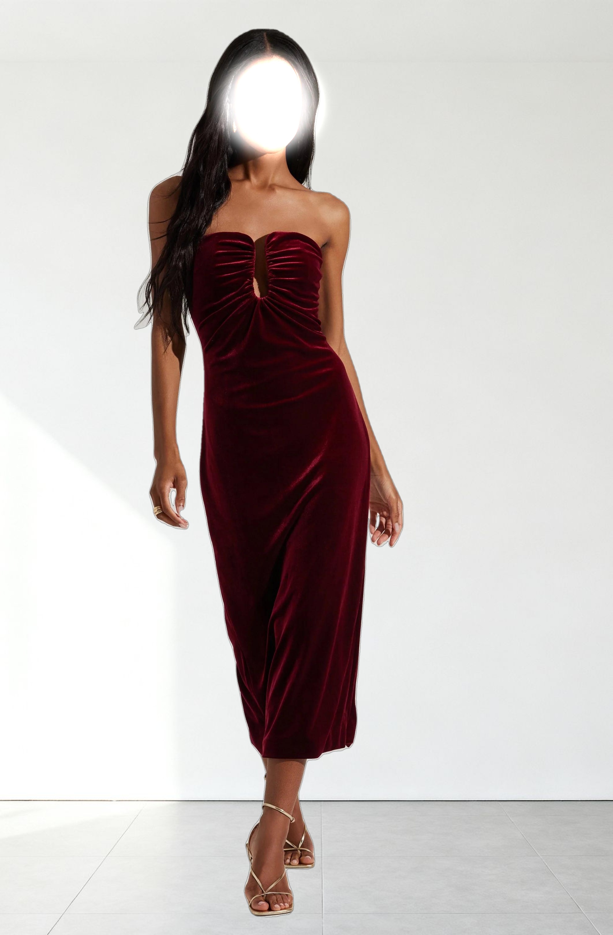 Arista Sweetheart Velvet Midi Dress