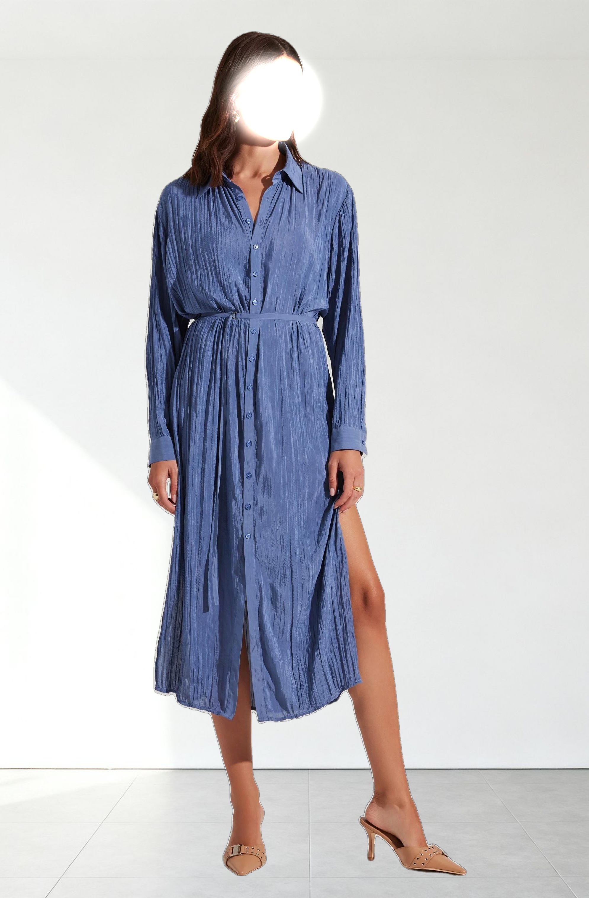 Belted Long Sleeve Shirt Dress