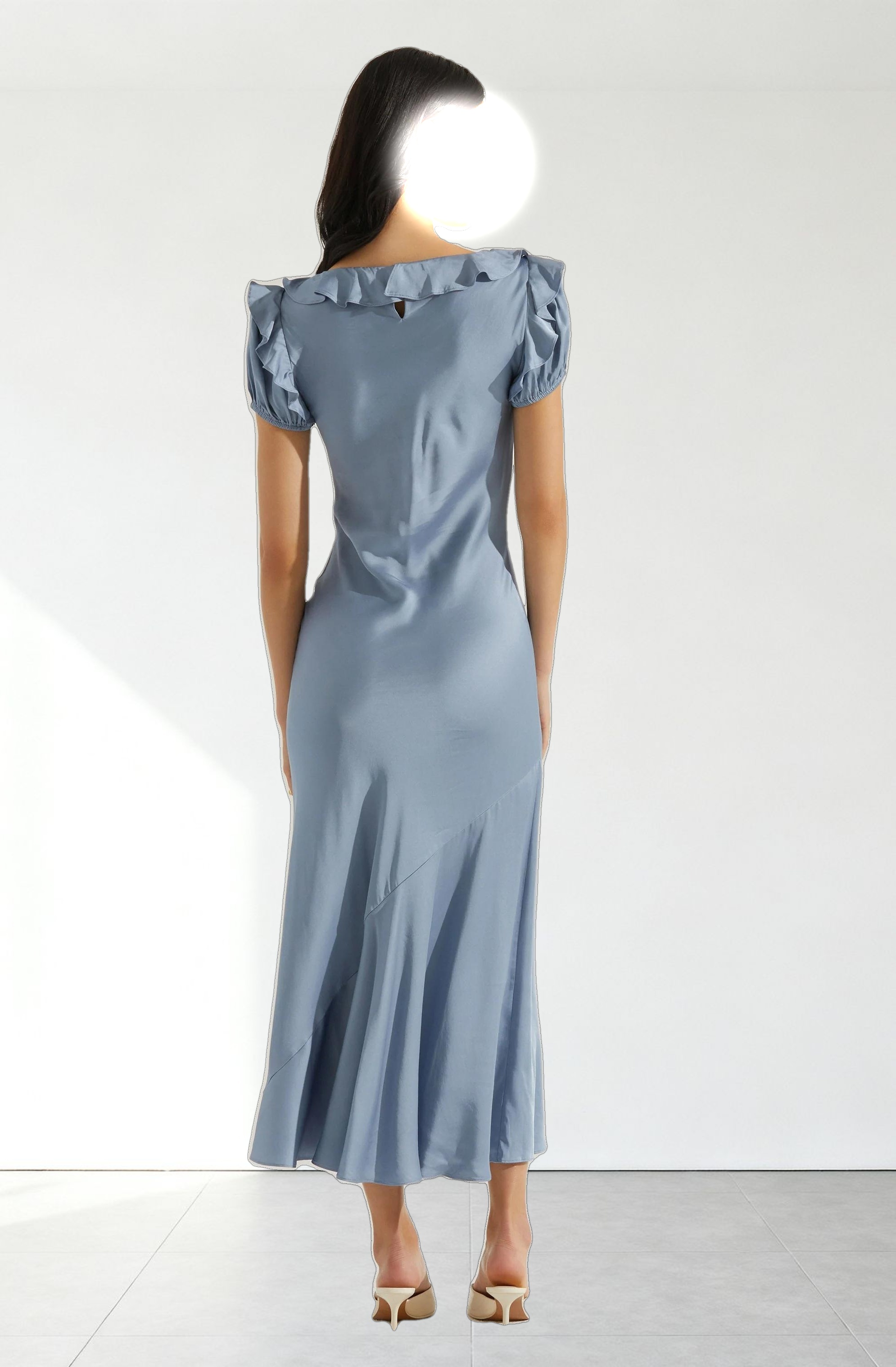 Auden Satin Ruffle Midi dress