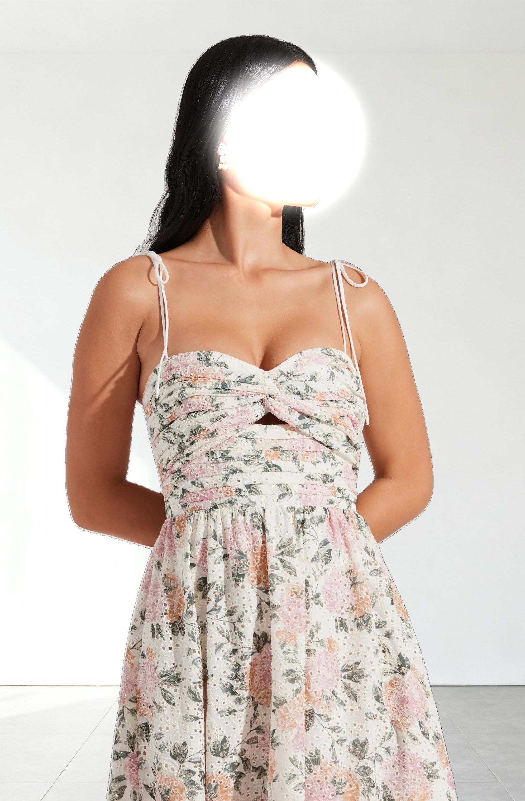 Sariah Pleated Eyelet Midi Dress