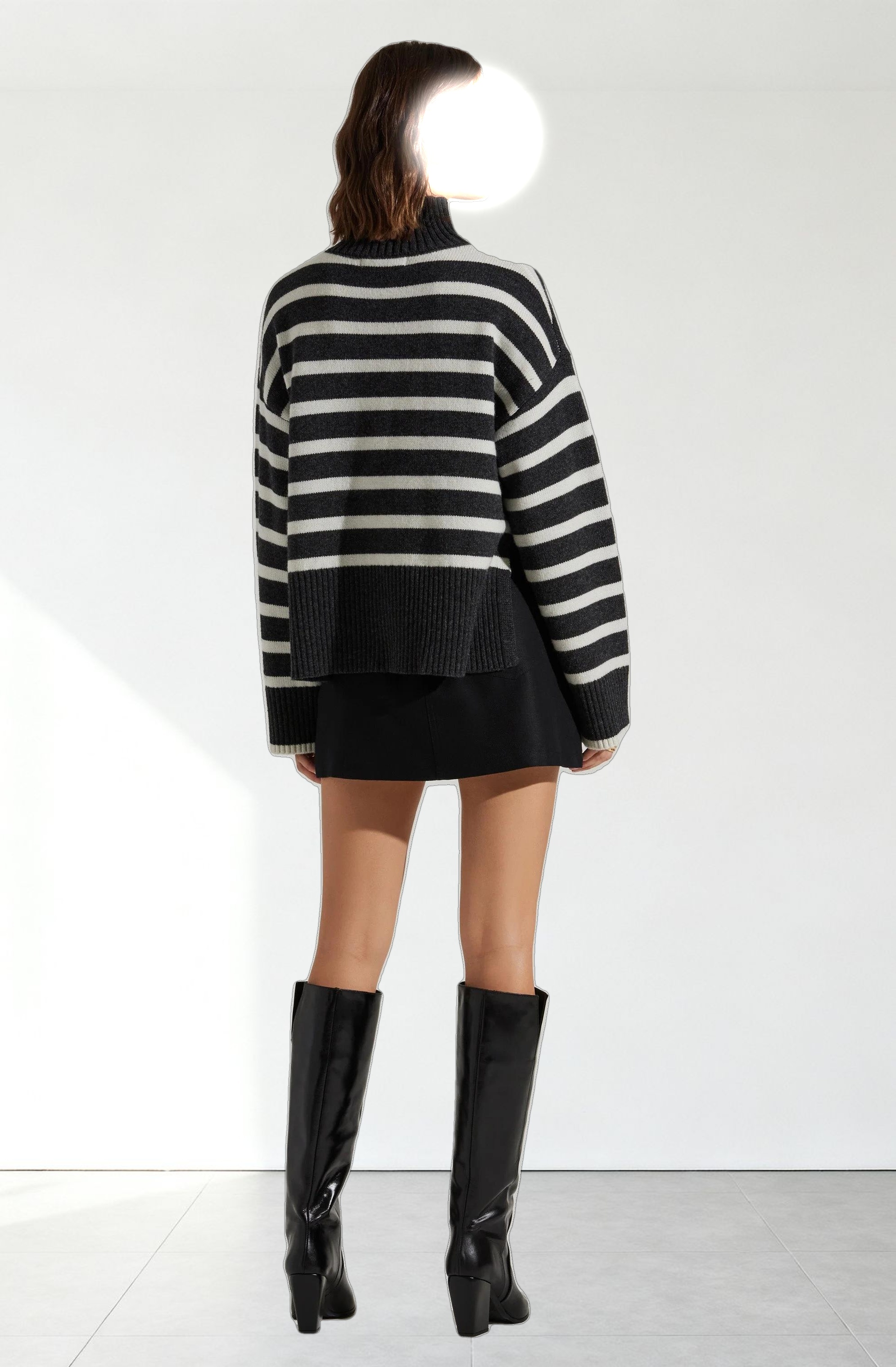 Sophea Striped Mock Neck Sweater
