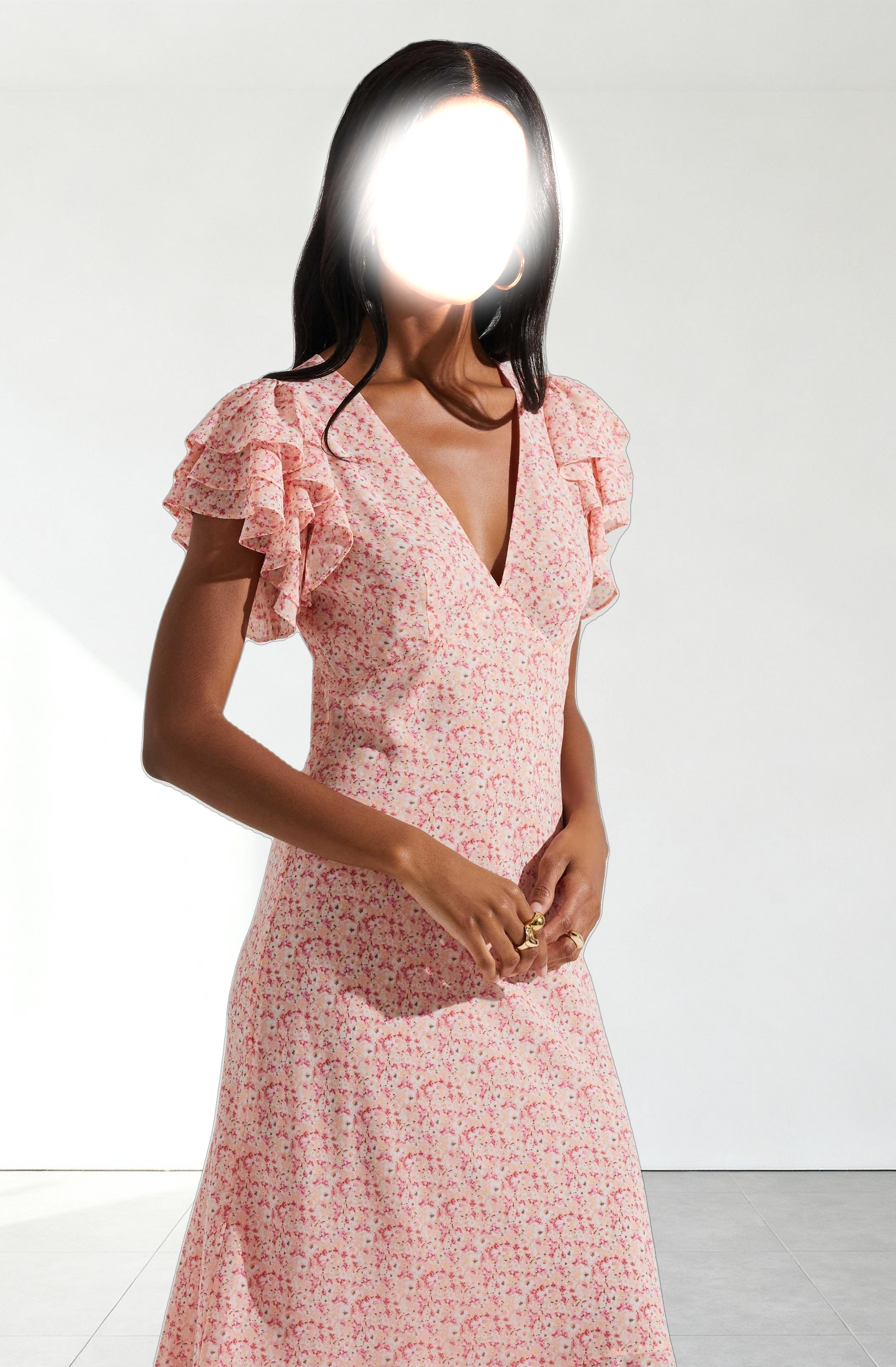 Celestine Floral Ruffle Midi Dress