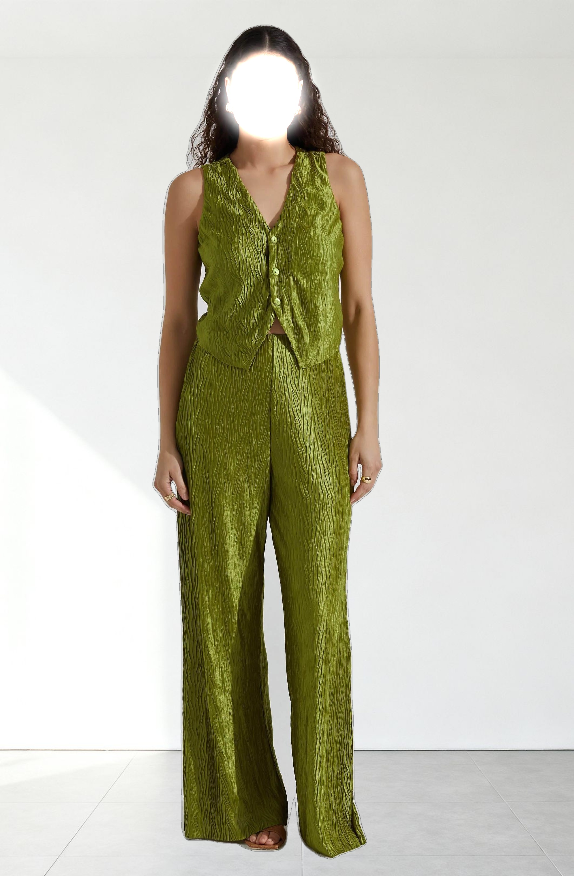 Button Up Plisse Vest