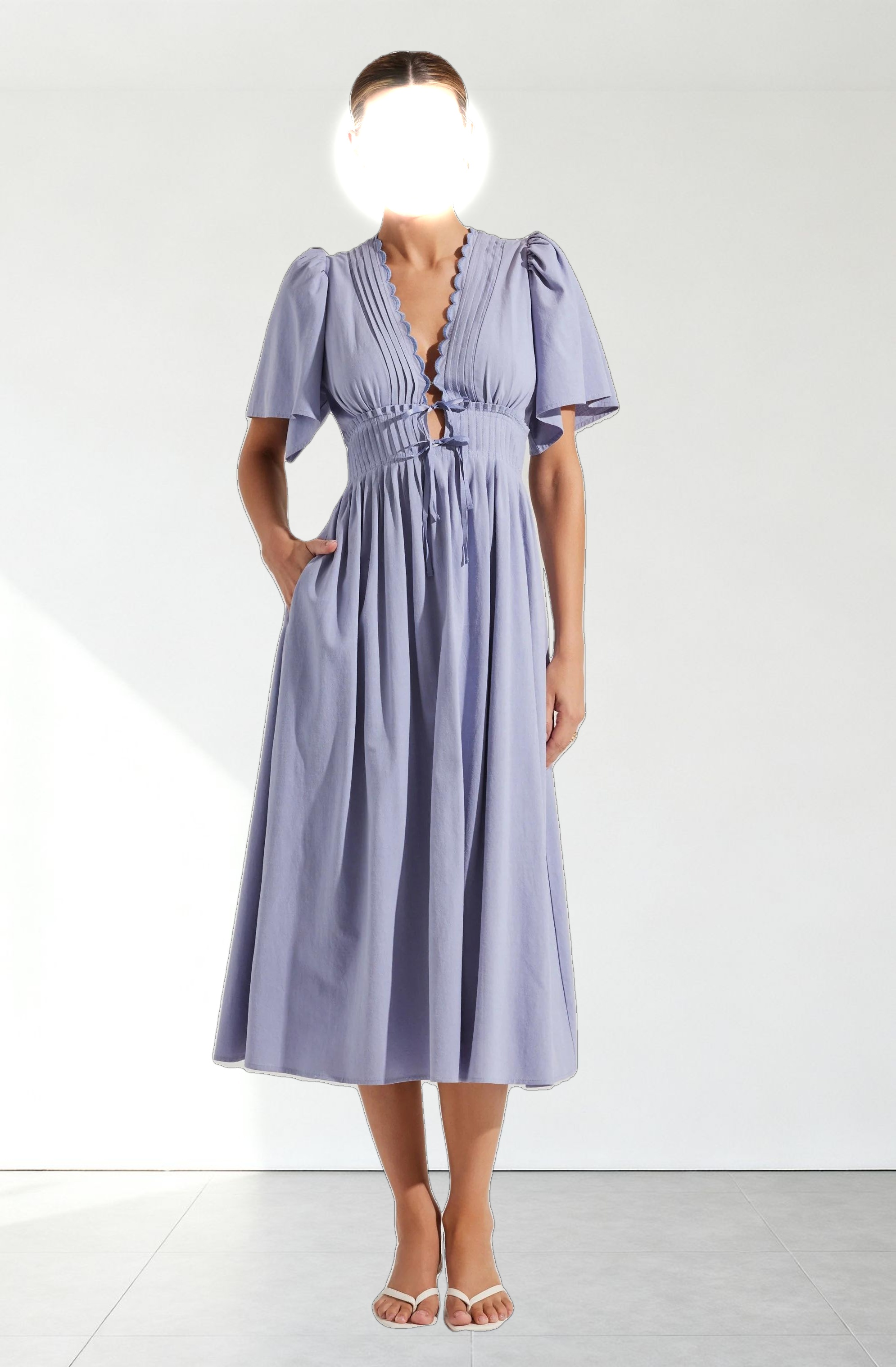 Hadleigh Scallop Trim Midi Dress