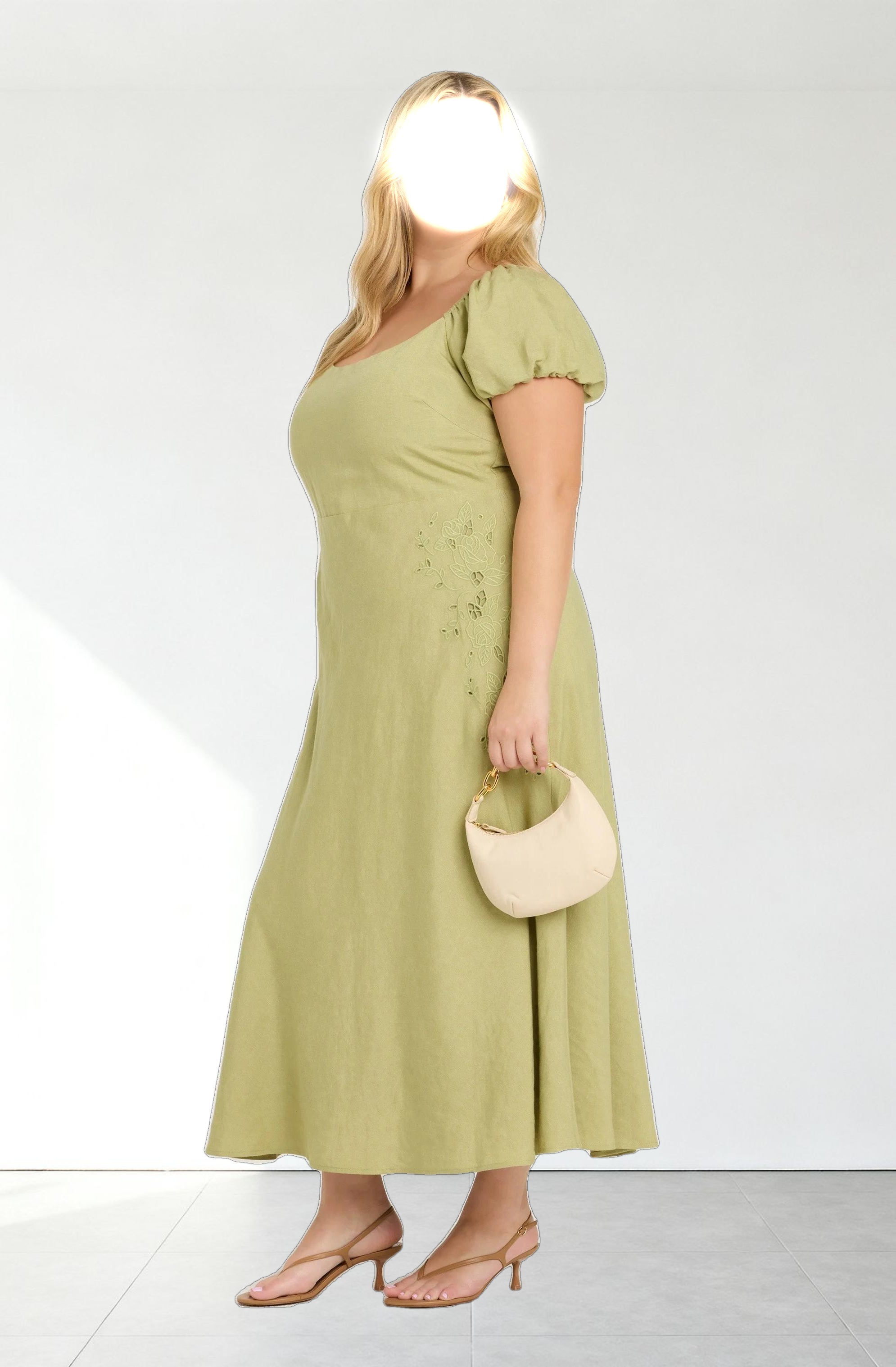 Leocadia Embroidered Puff Sleeve Dress