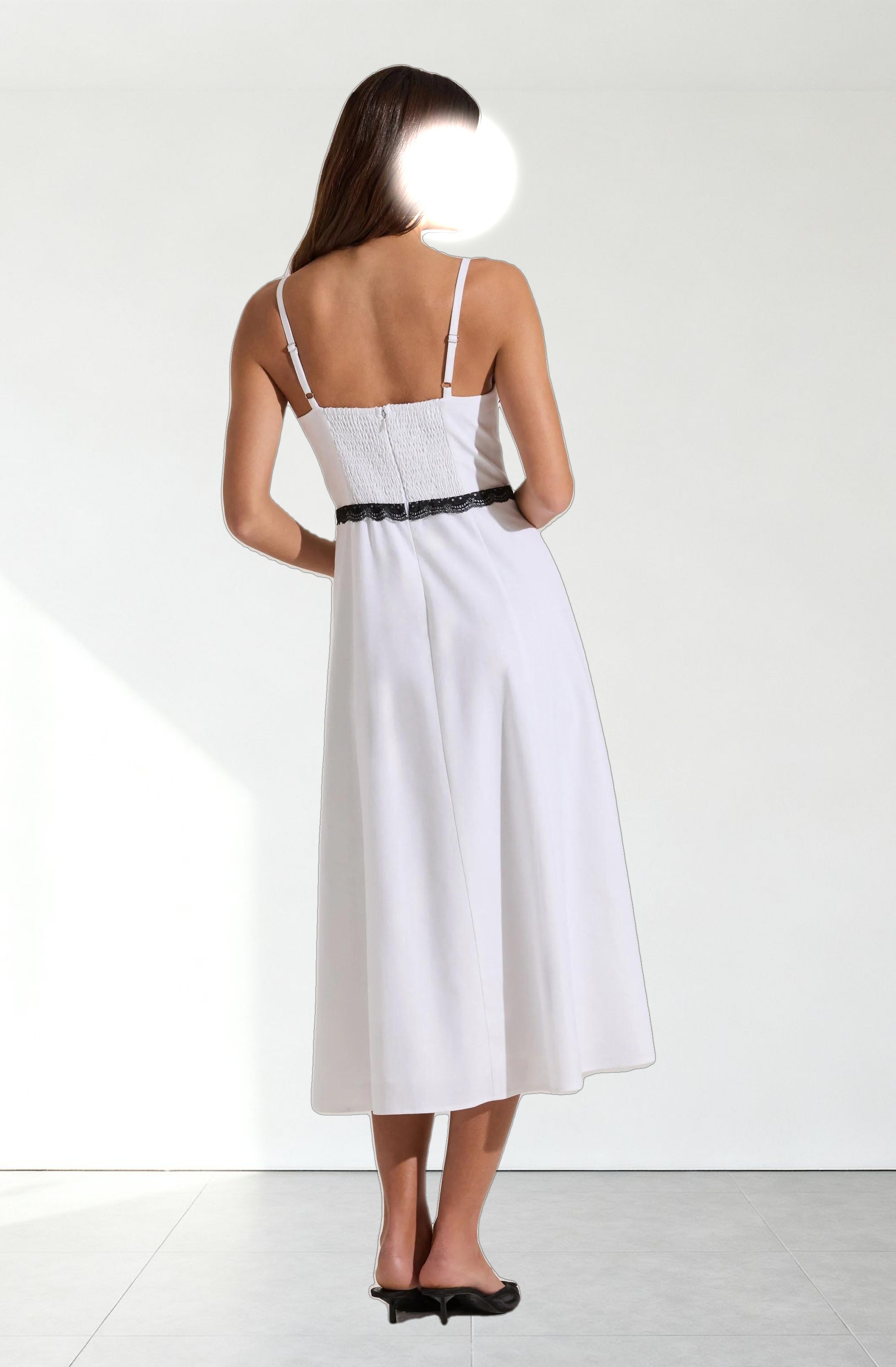 Contrast Lace Bustier Midi Dress