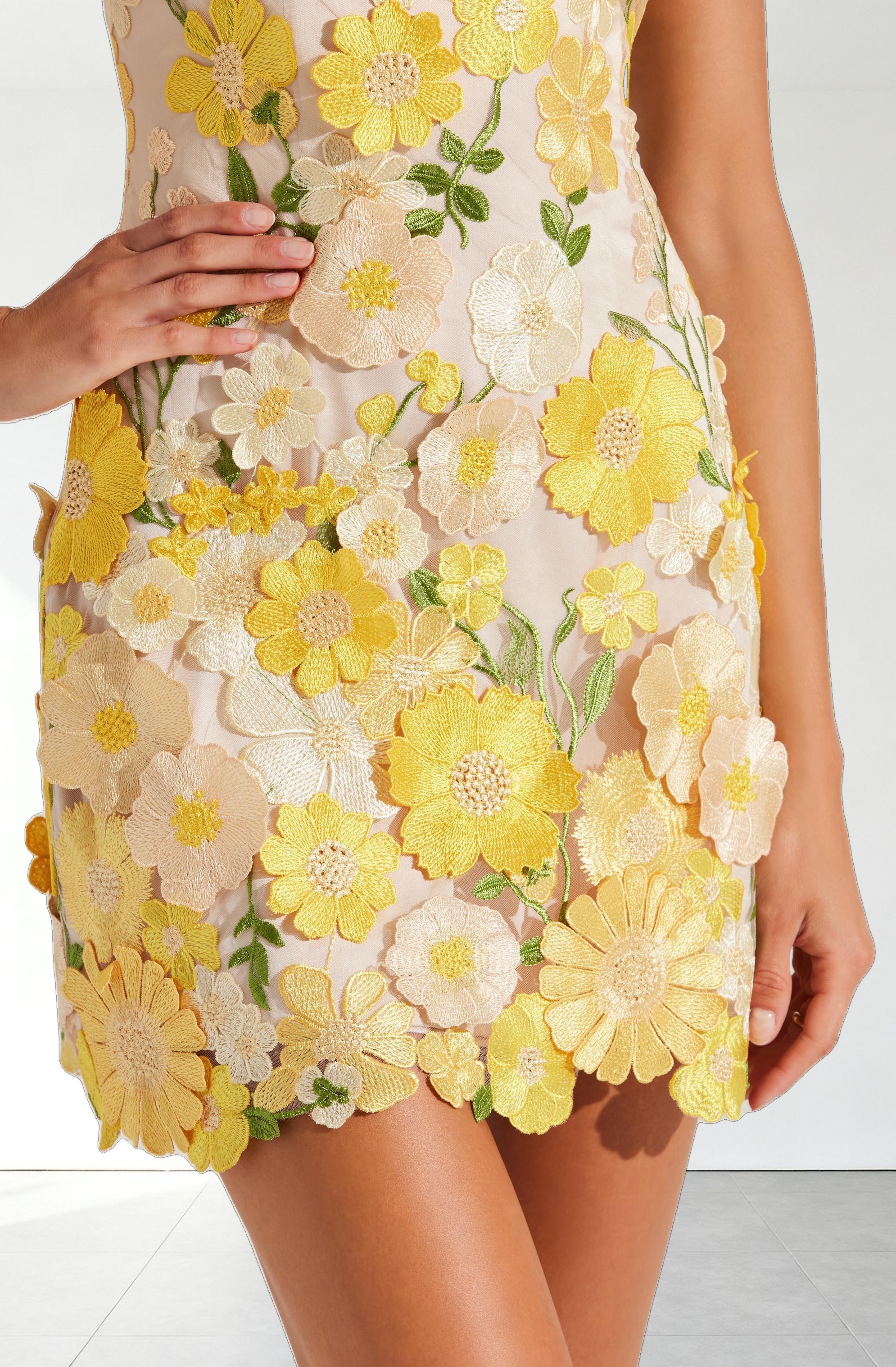 Aisha Floral Appliqué Mini Dress