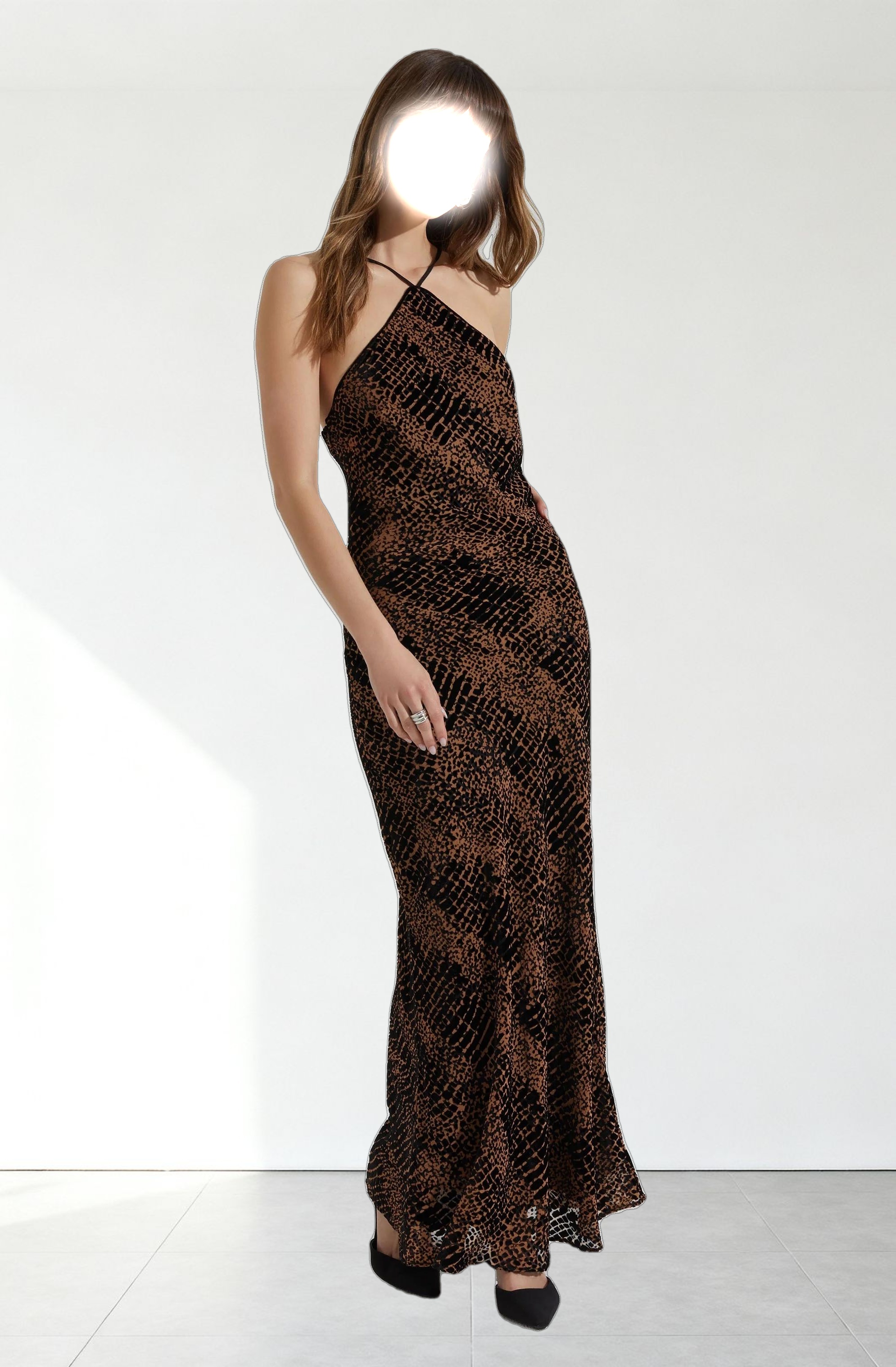 Briotte Velvet Burnout Maxi Dress
