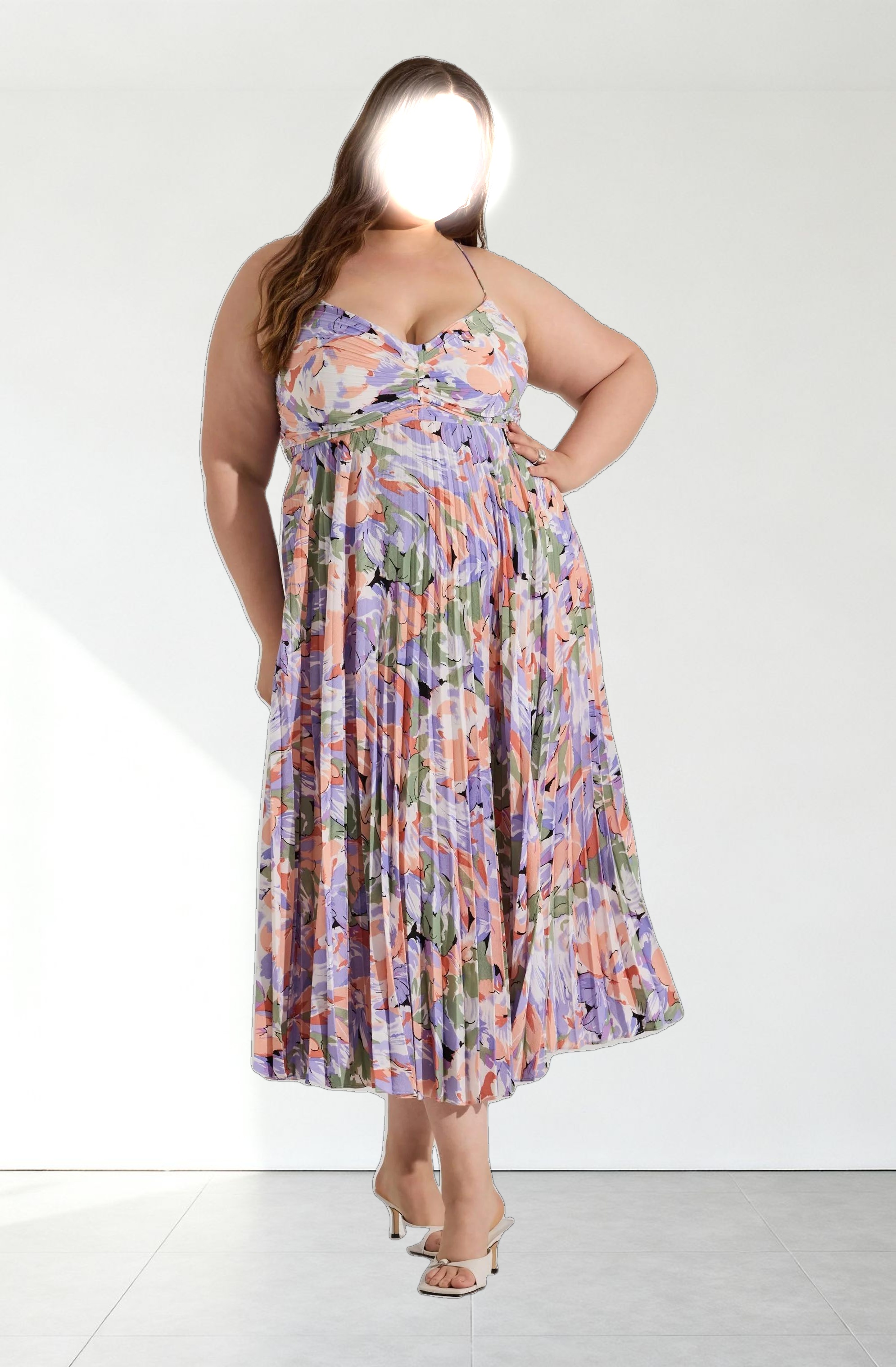 Blythe Floral Plisse Midi Dress