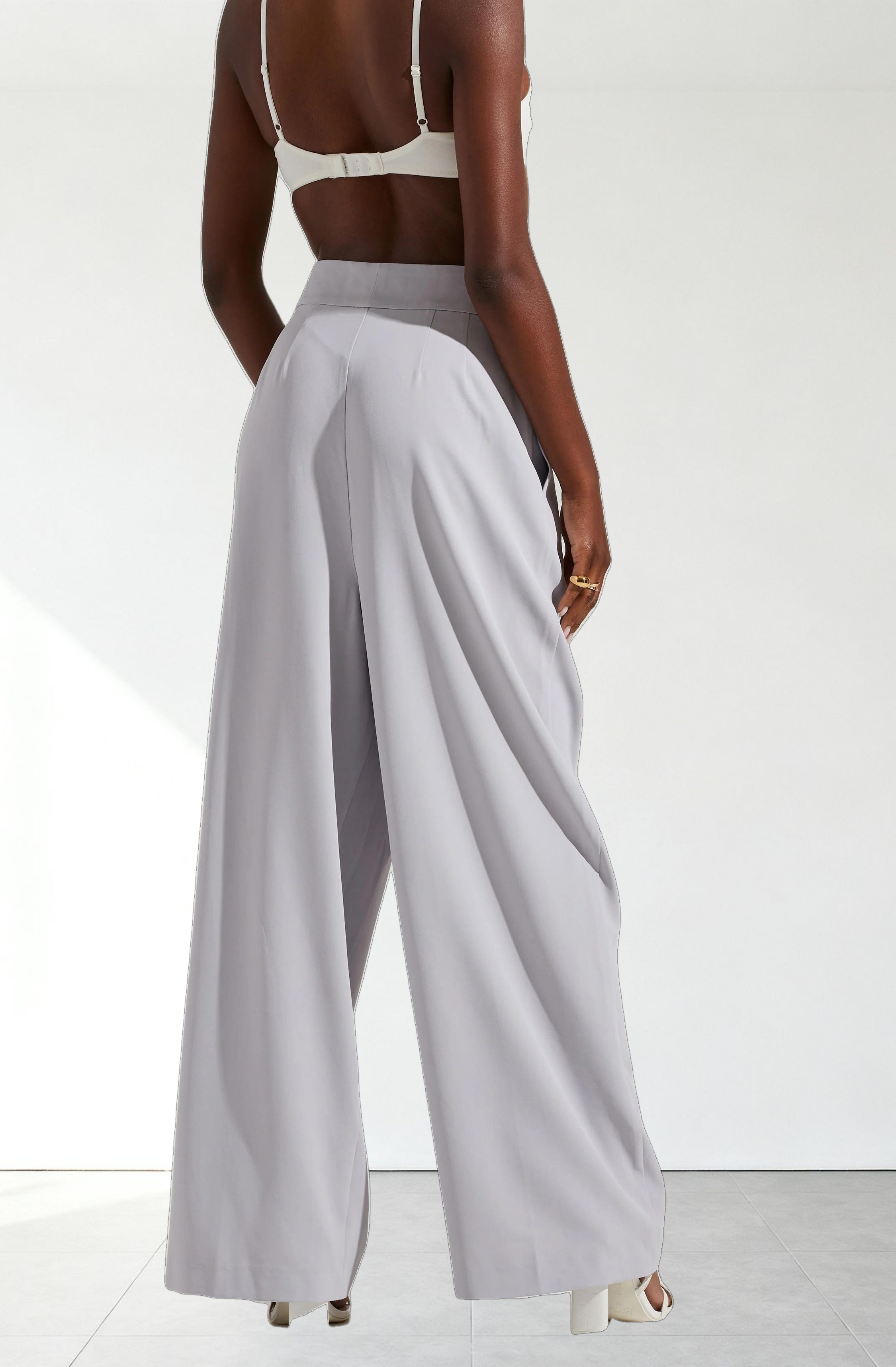 Boyfriend Criss Cross Pleated Wide Leg Pants