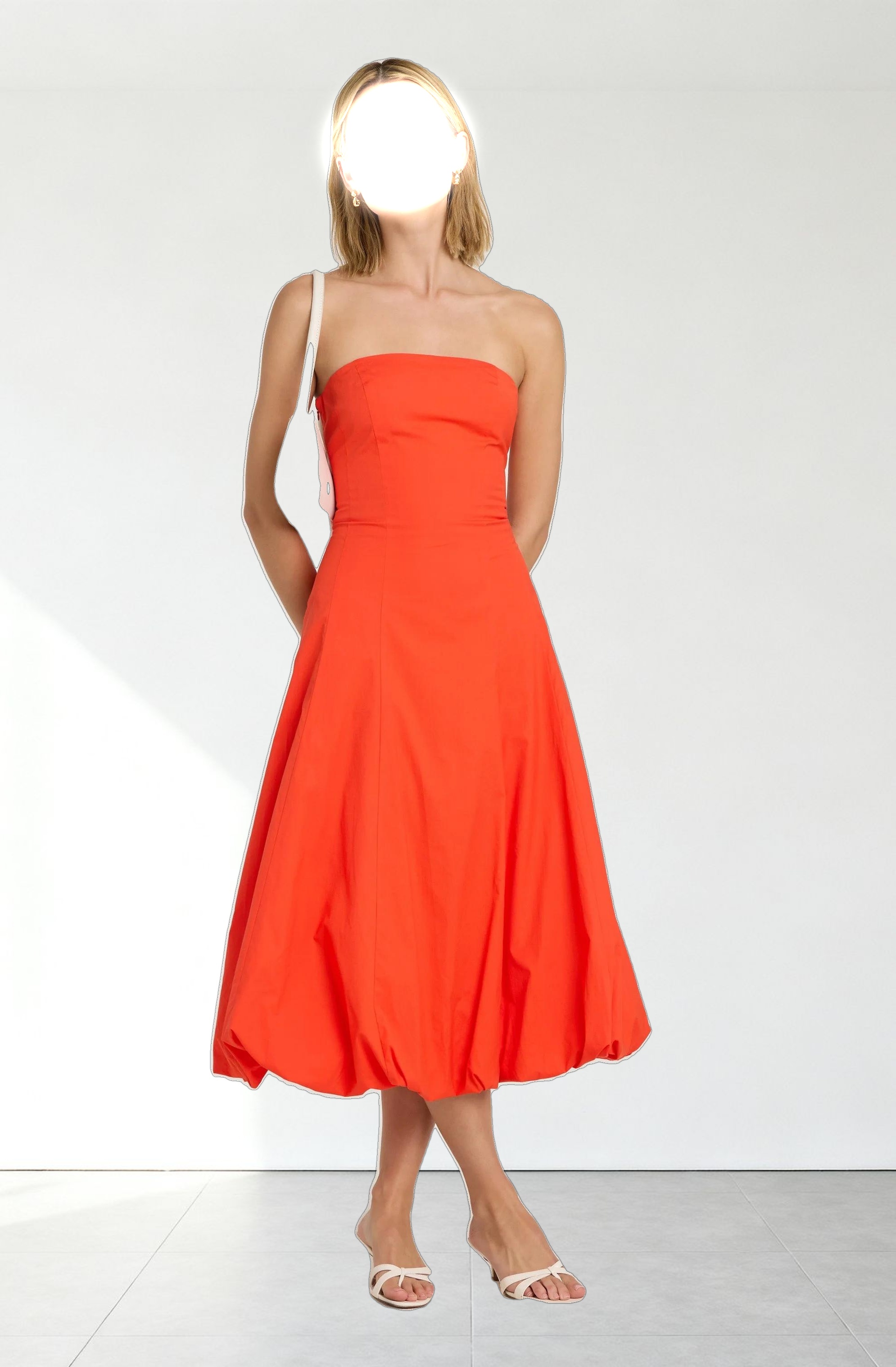 Lace Up Strapless Bubble Dress