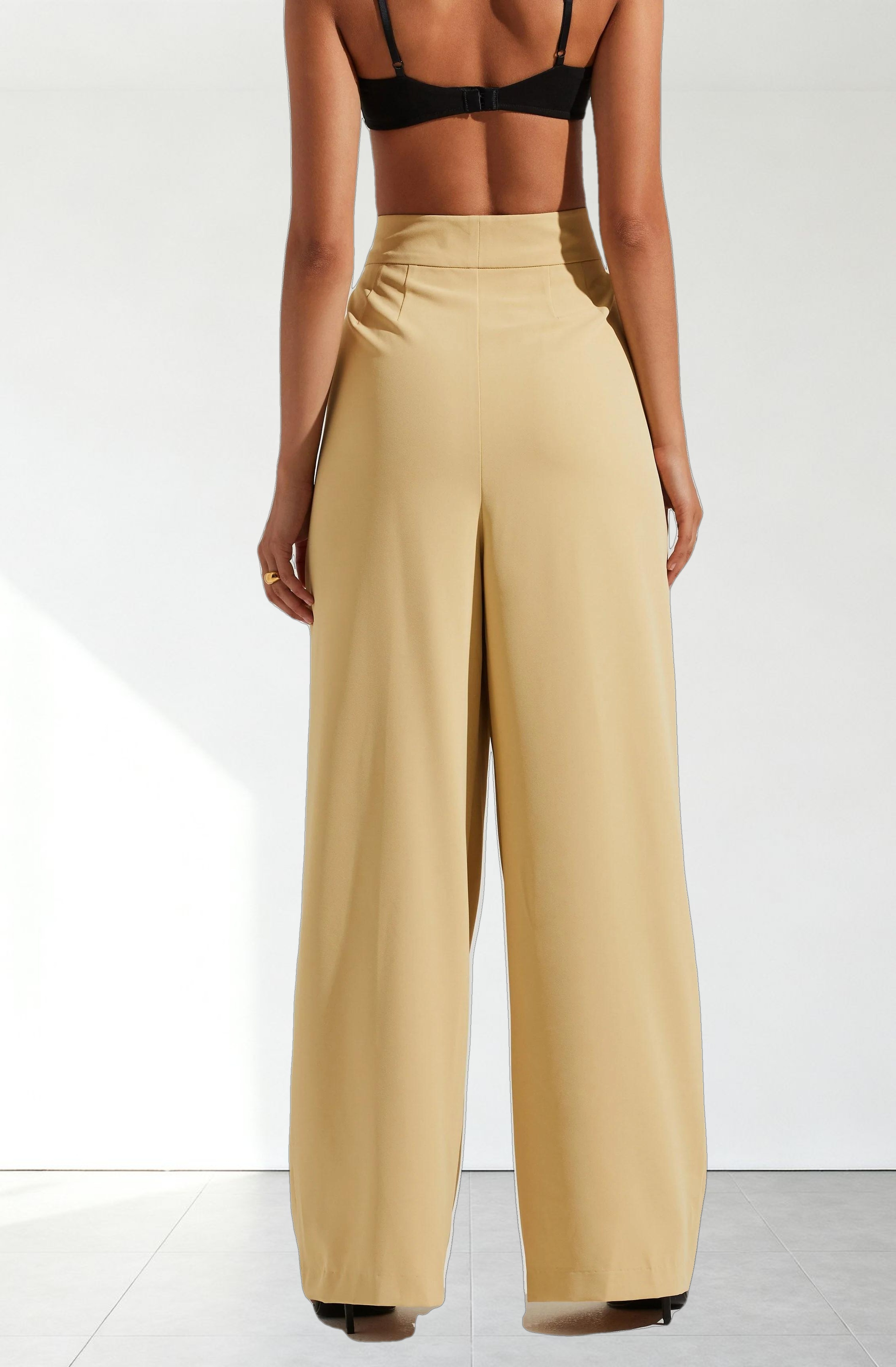 Boyfriend Criss Cross Pleated Wide Leg Pants
