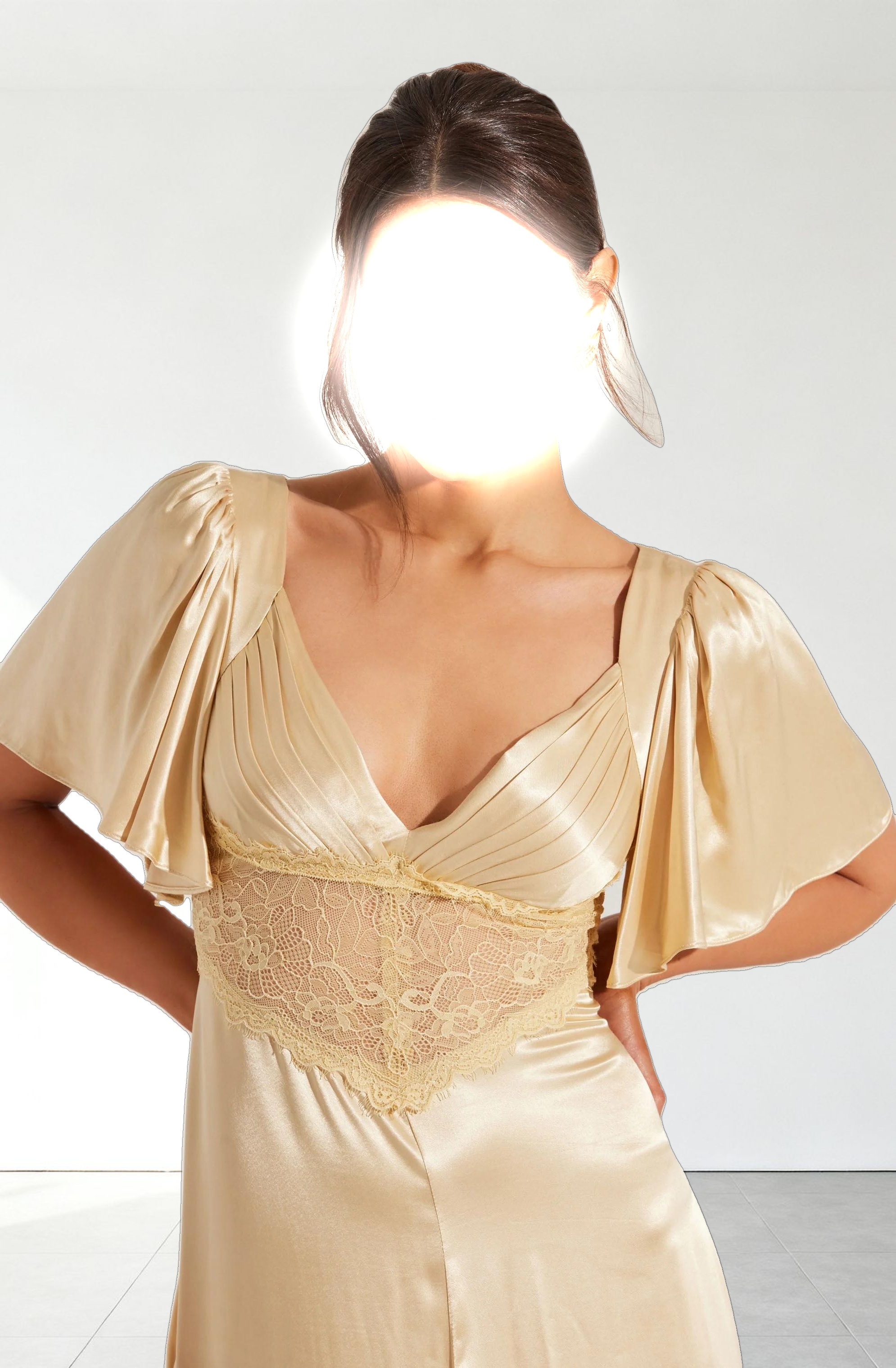 Aurelia Satin V-Neck Midi Dress