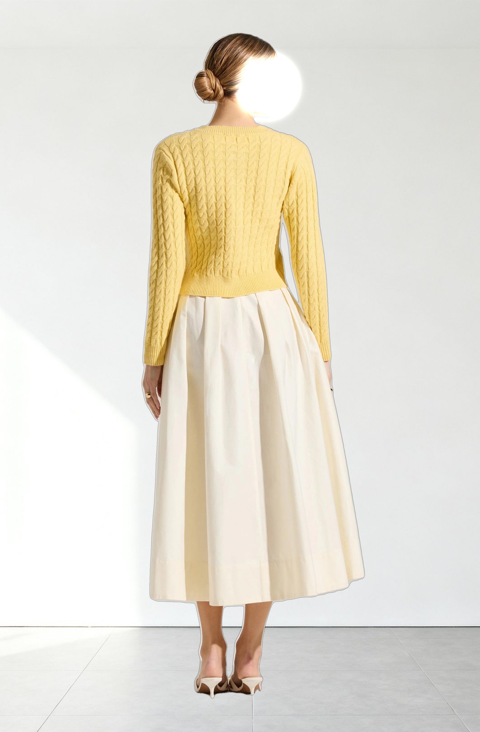 Pearl Button Cable Knit Cardigan