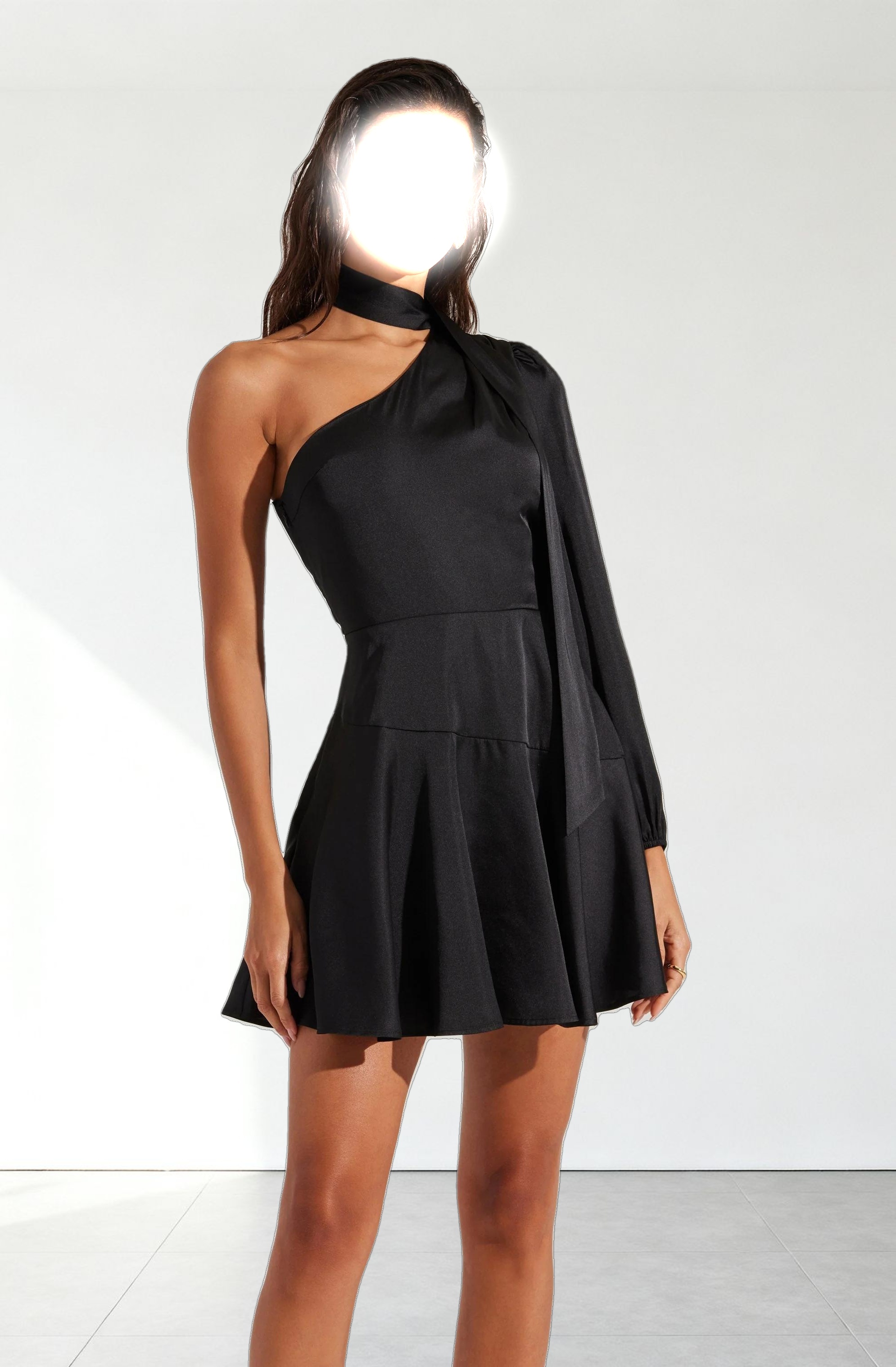 Satin Scarf Mini Skater Dress