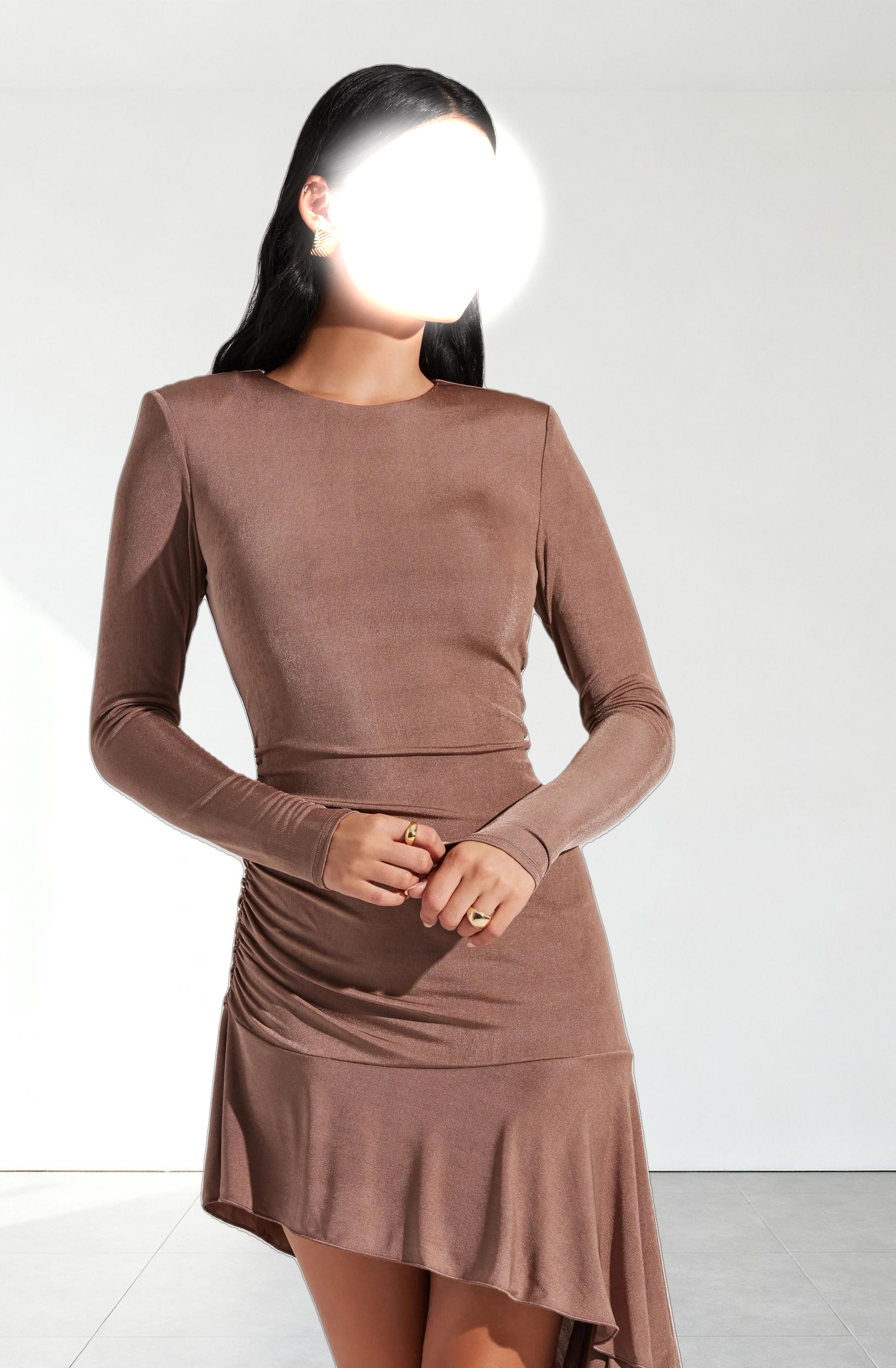 Asymmetric Ruffle Hem Dress