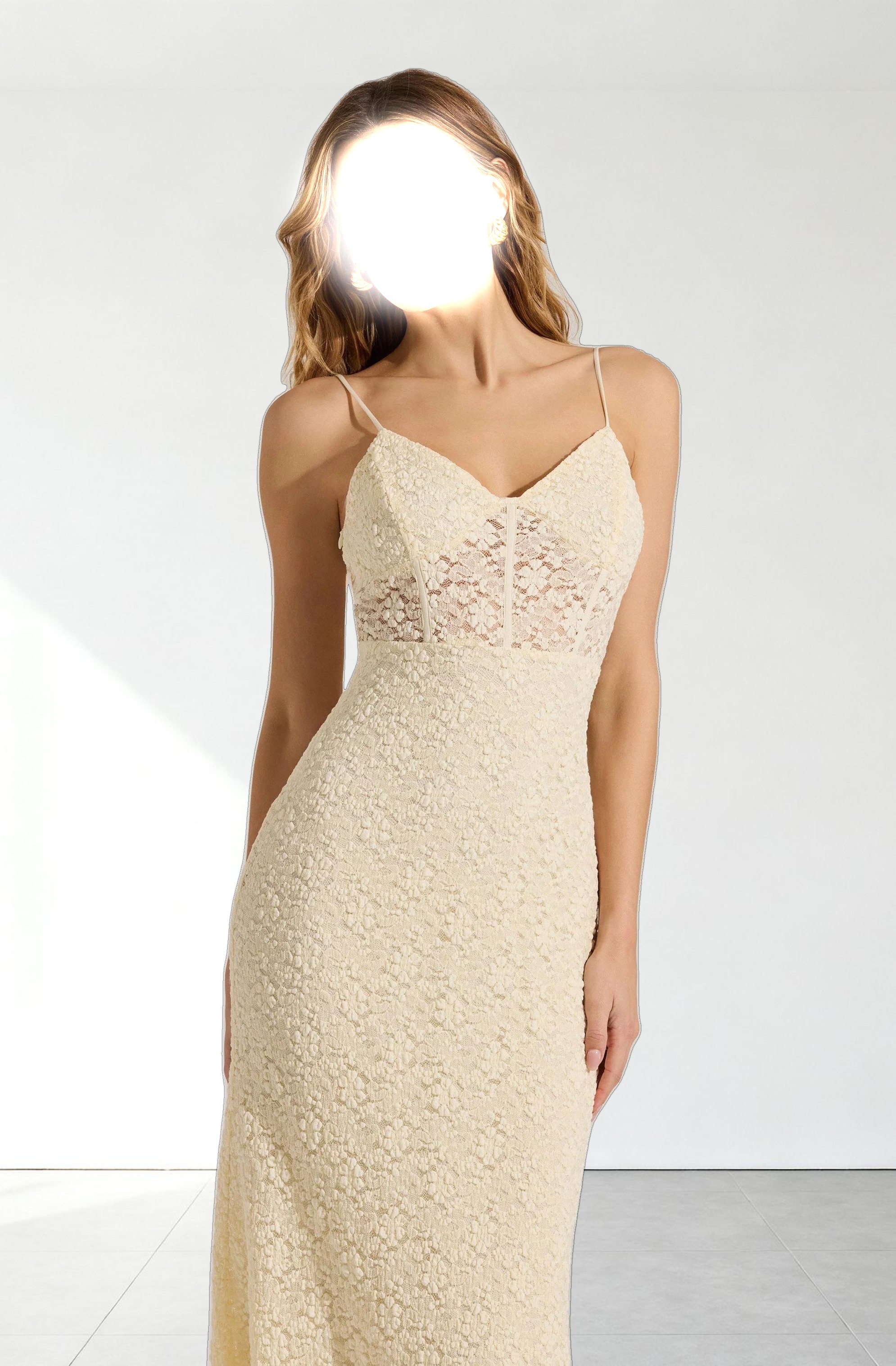 Floral Lace Knit Midi Dress