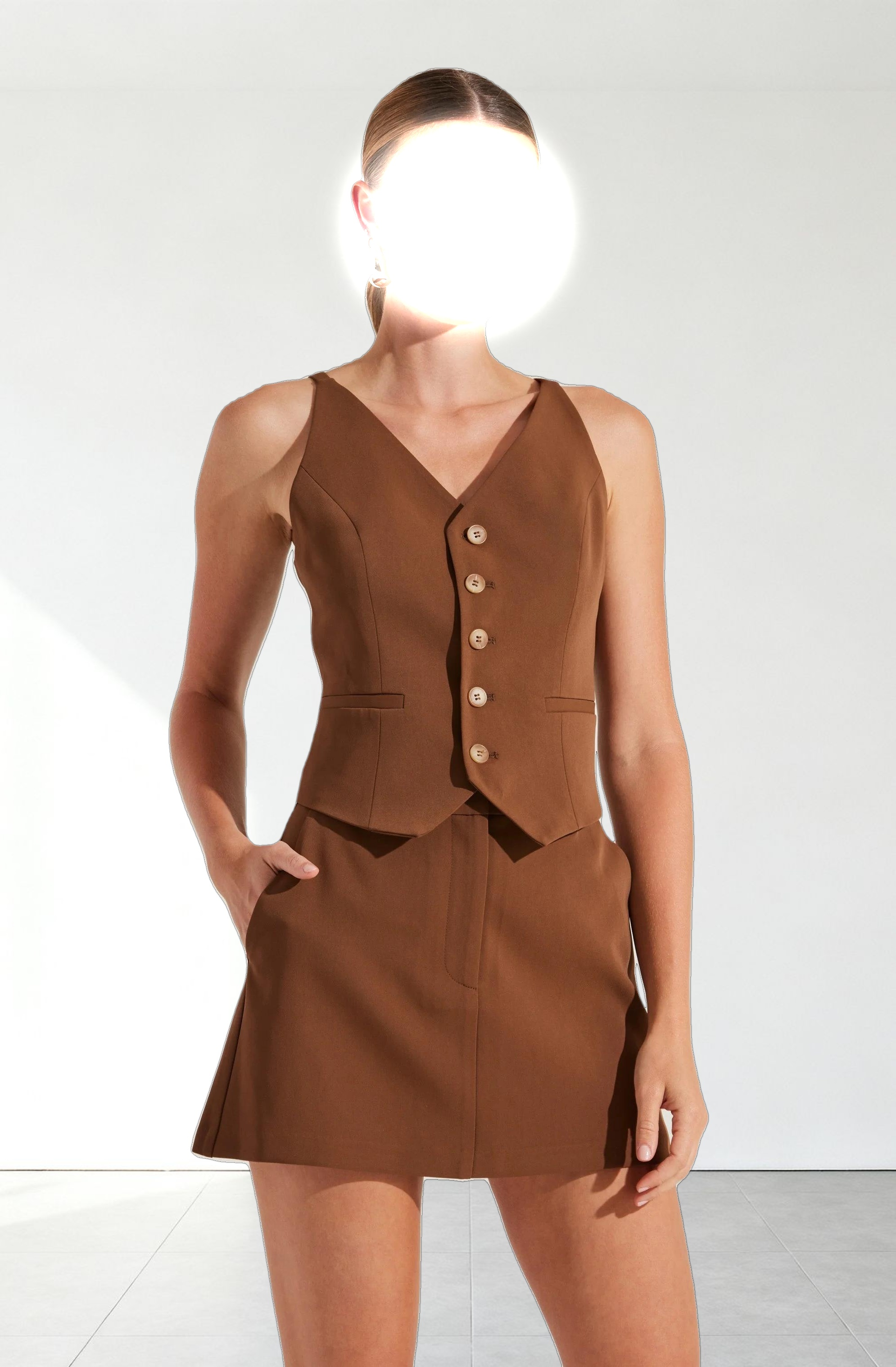 Tailored Button Up V-neck Vest