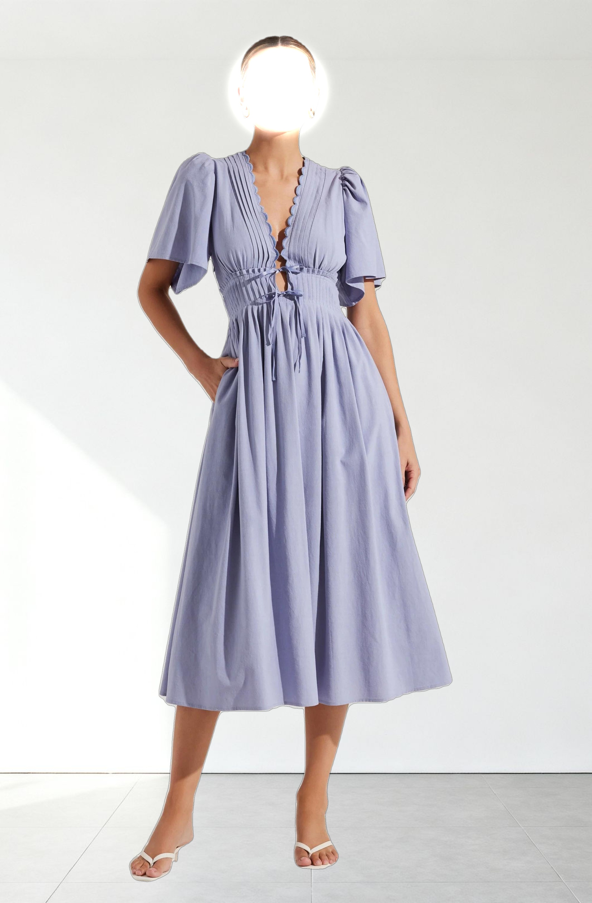 Hadleigh Scallop Trim Midi Dress