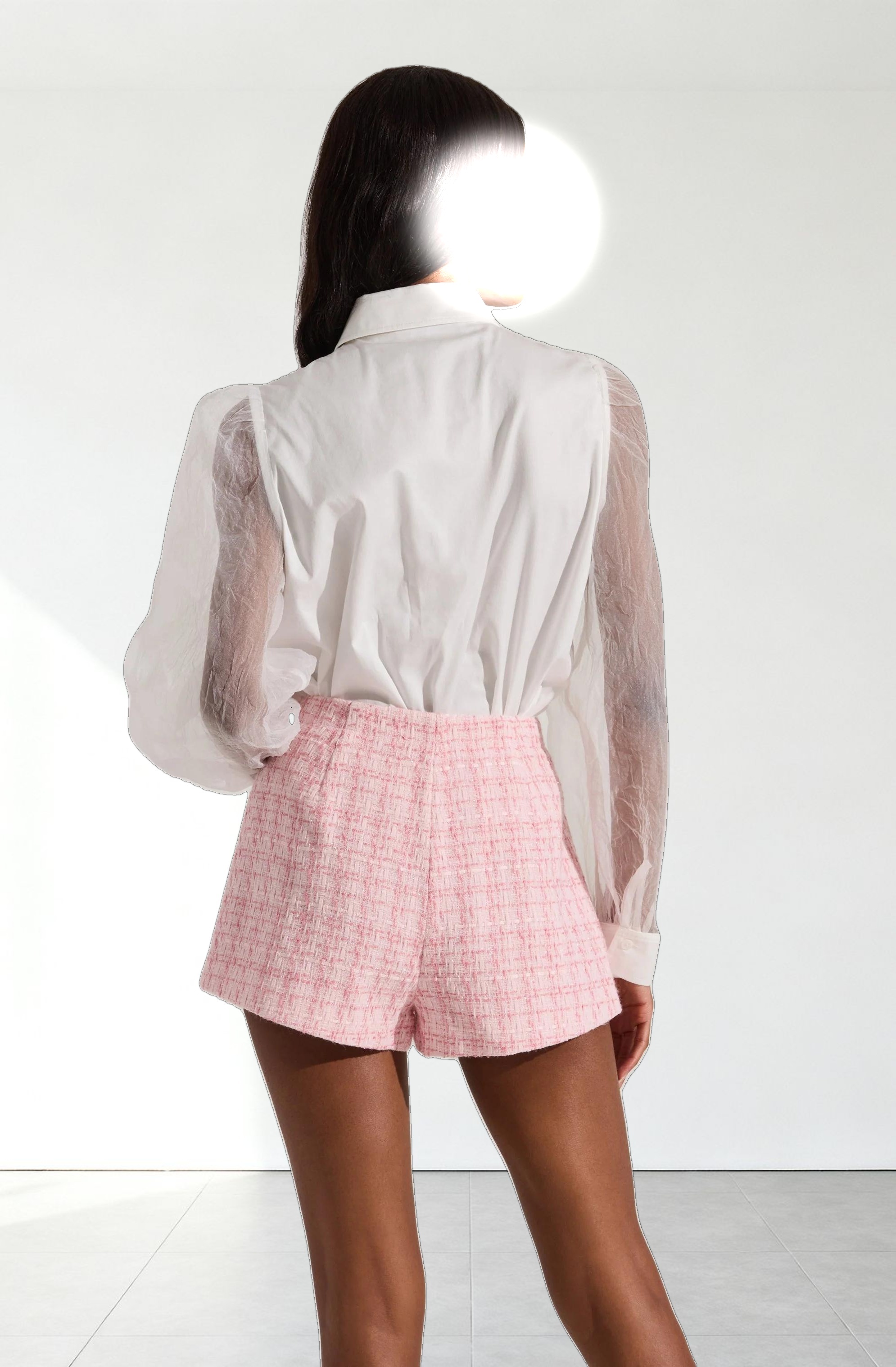 Sheer Sleeve Button Up Shirt