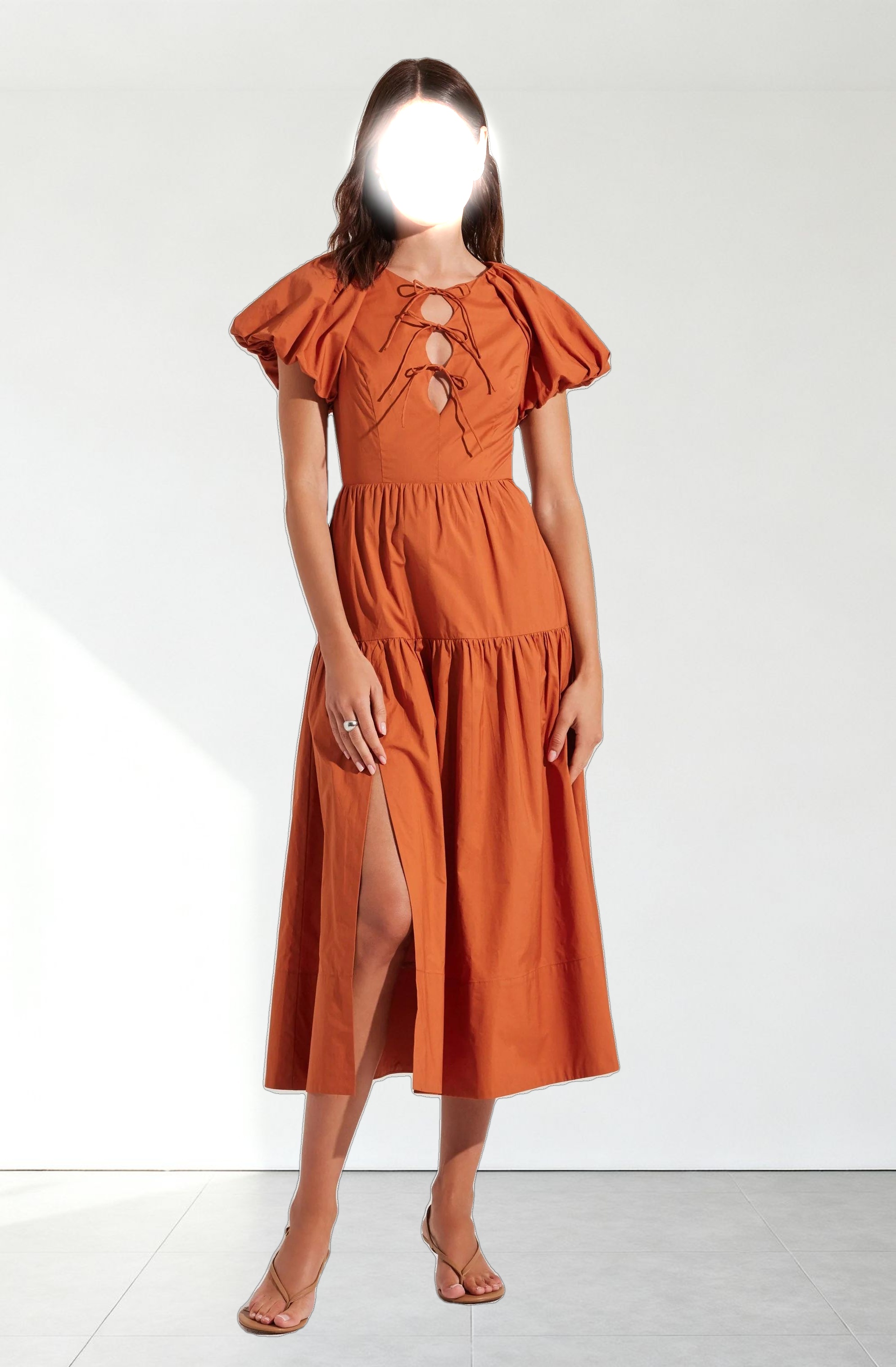 Aine Tie-Front Midi Dress