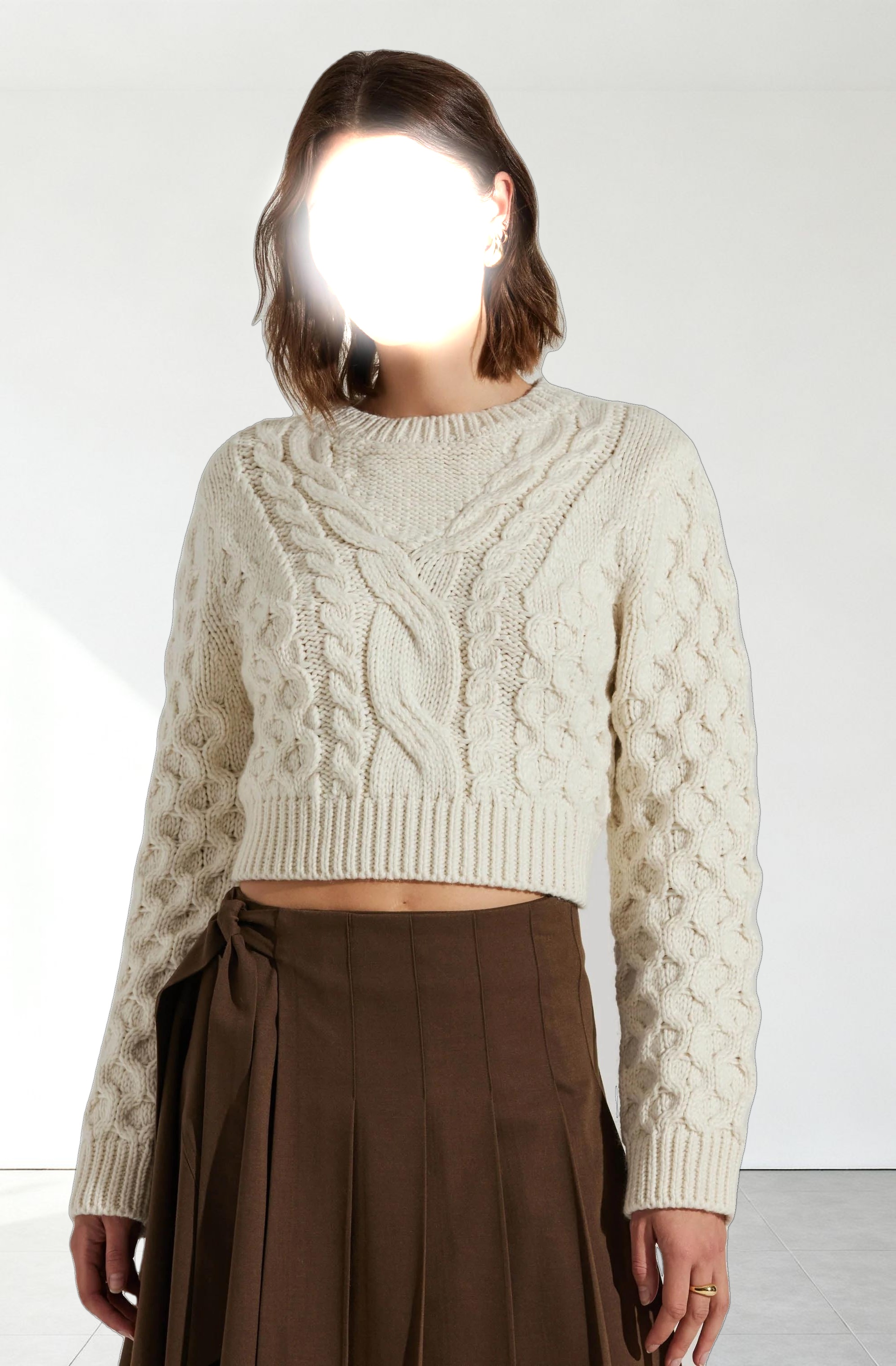 Caila Cable Knit Cropped Sweater