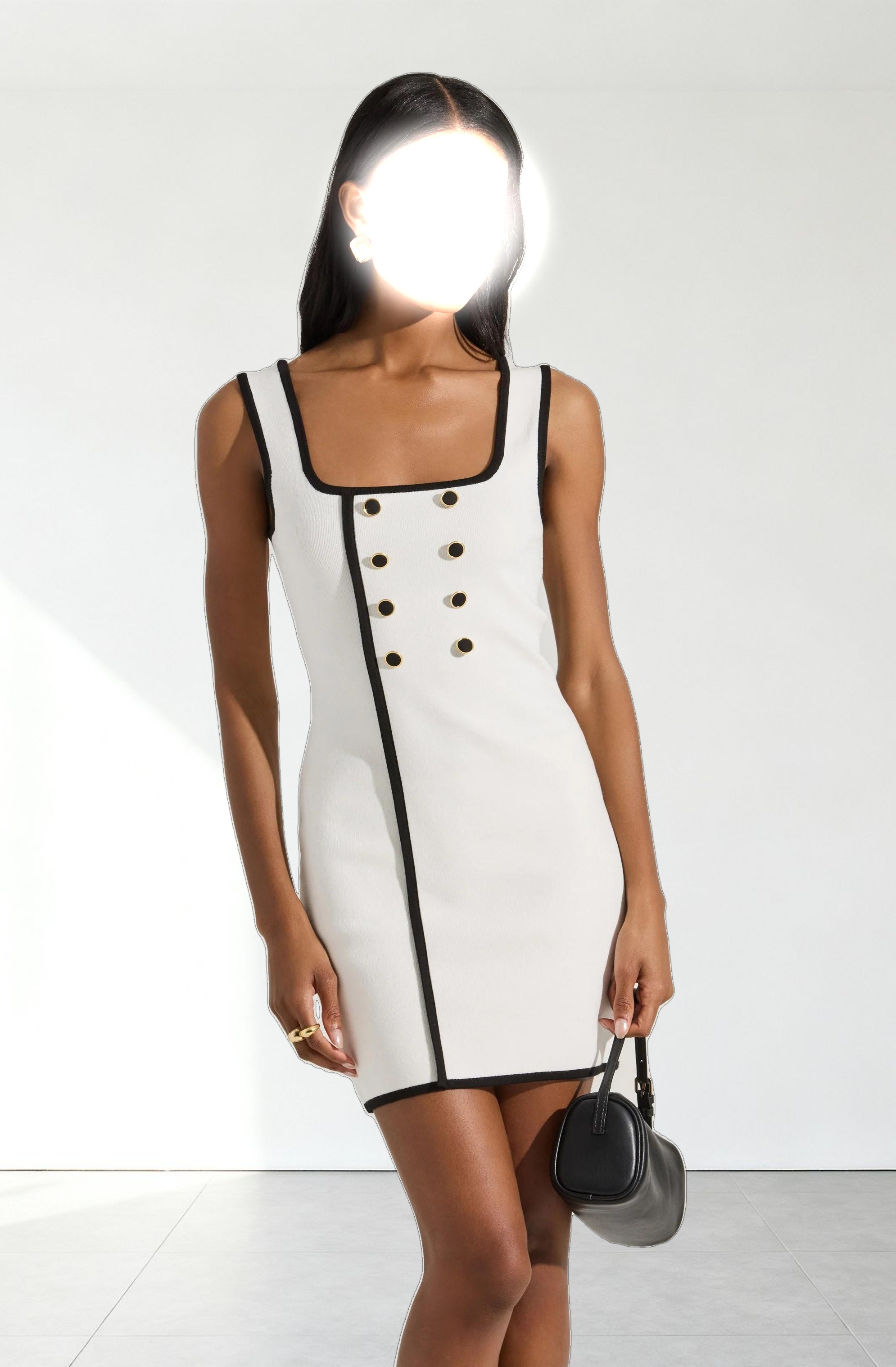 Contrast Trim Knit Mini Dress