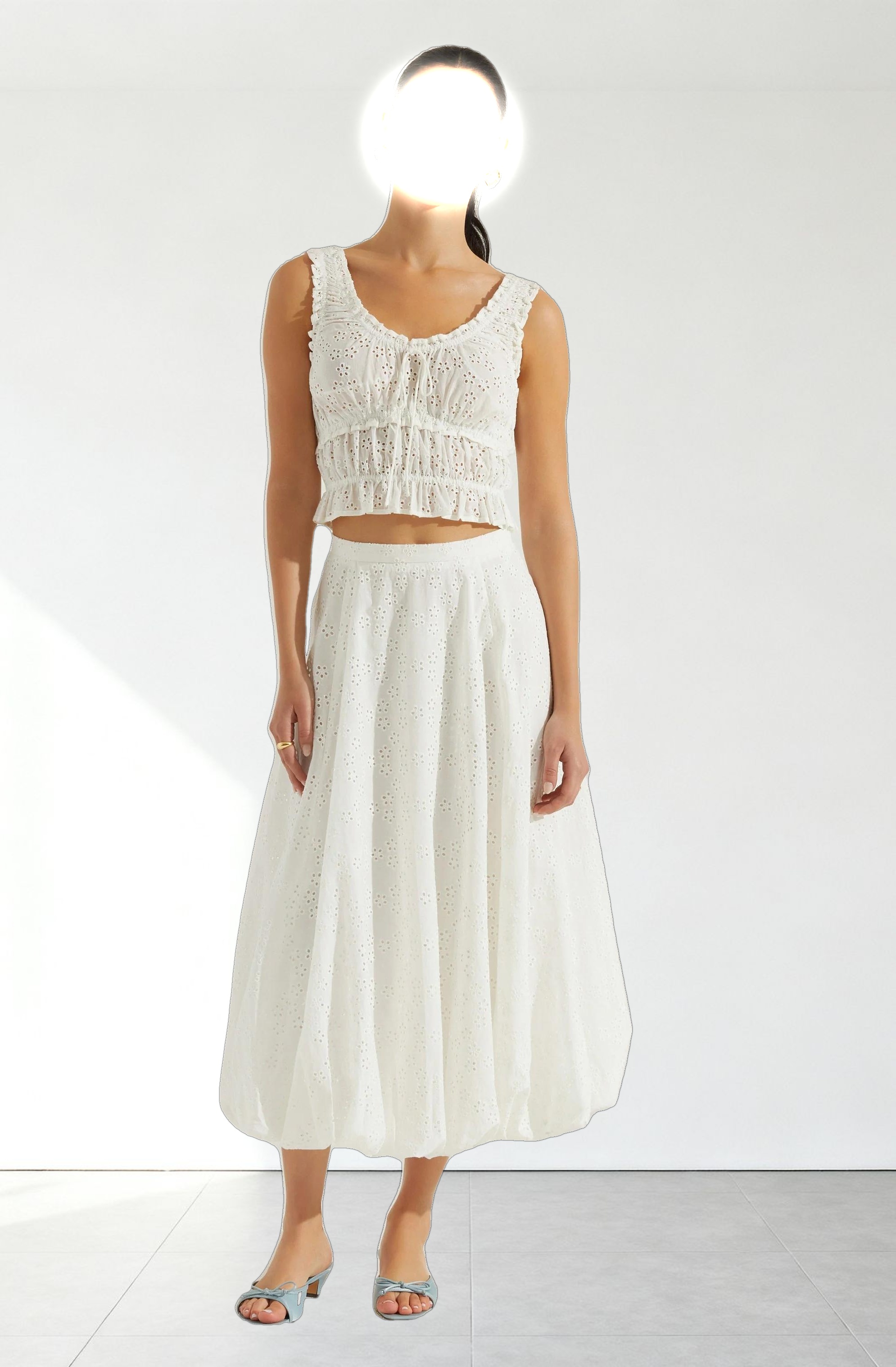 Kissel Eyelet Bubble Maxi Skirt