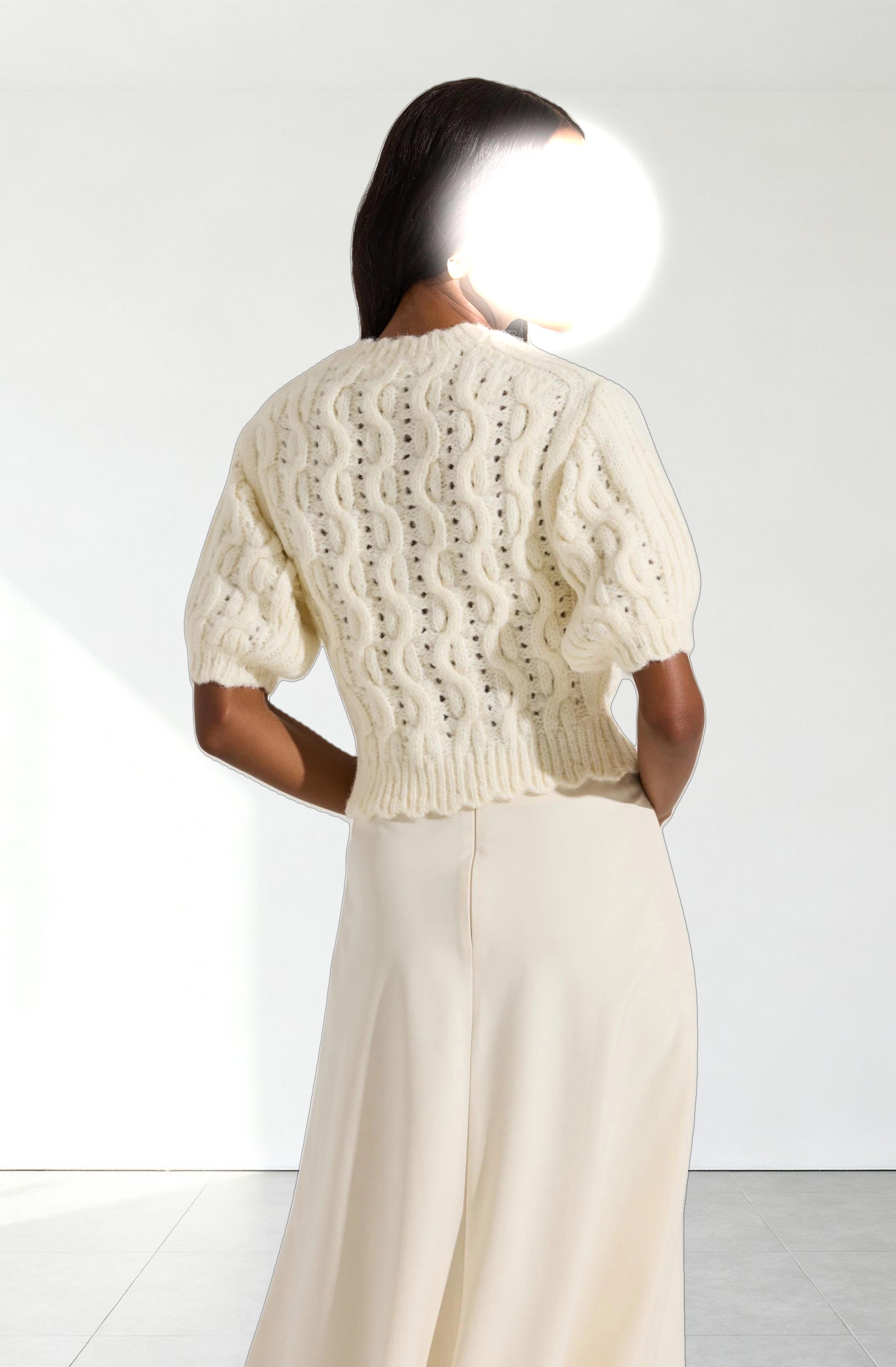 Bow Detail Cable Knit Cardigan