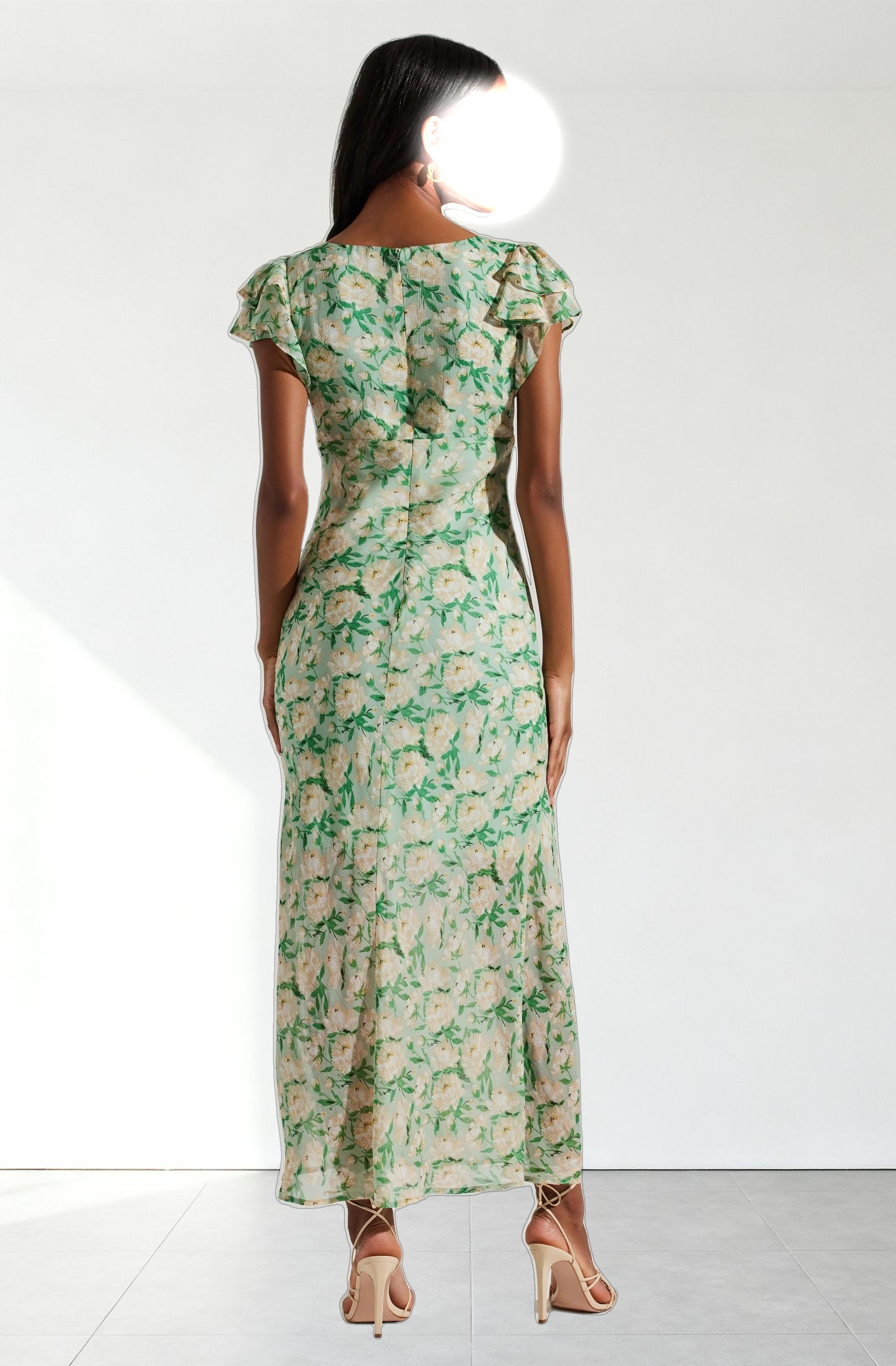 Maisy Floral Flutter Sleeve Midi Dress