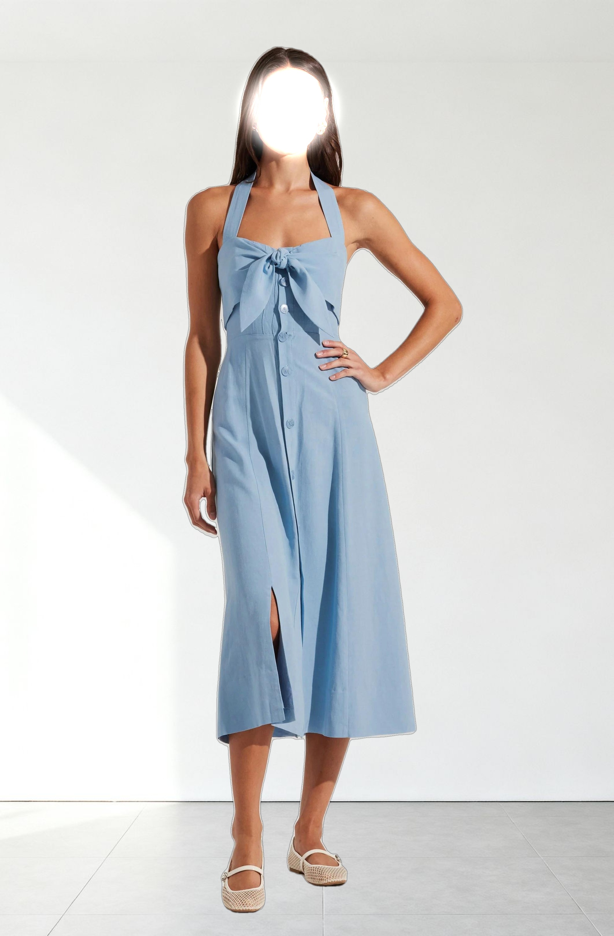 Katherine Linen-Blend Halter Dress