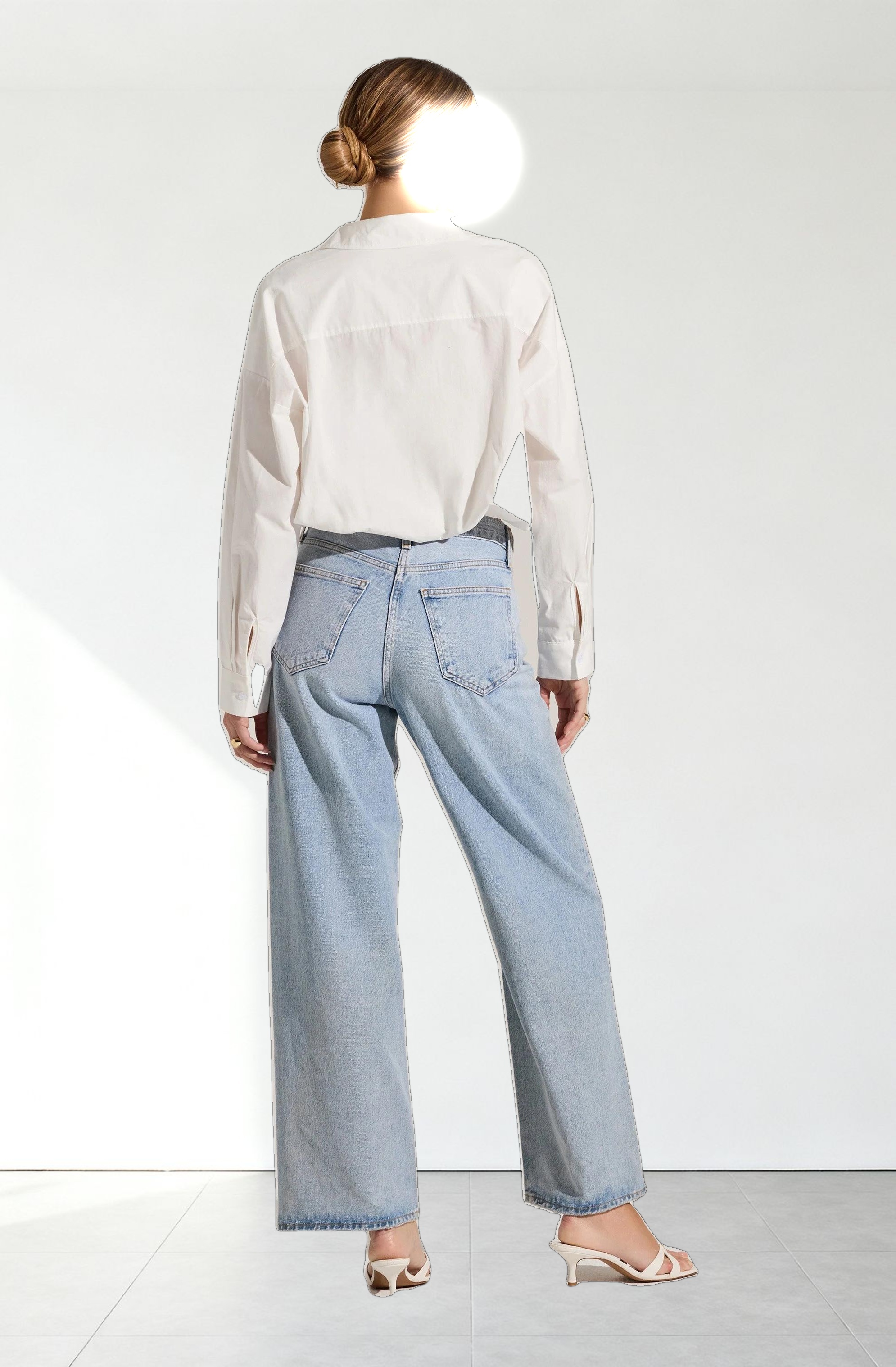 Bubble Hem Cropped Poplin Shirt