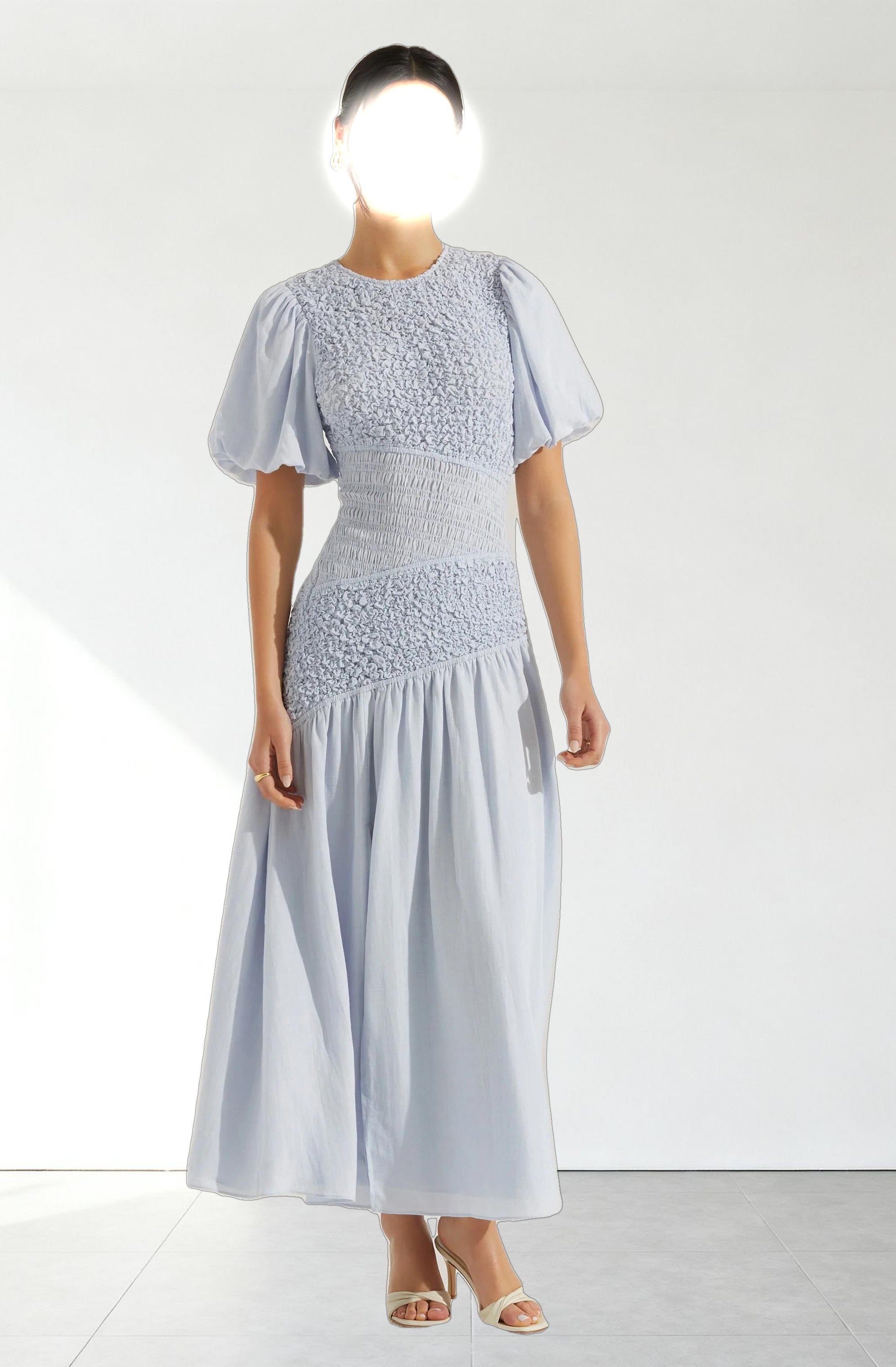 Theoni Smocked Asymmetric Dress