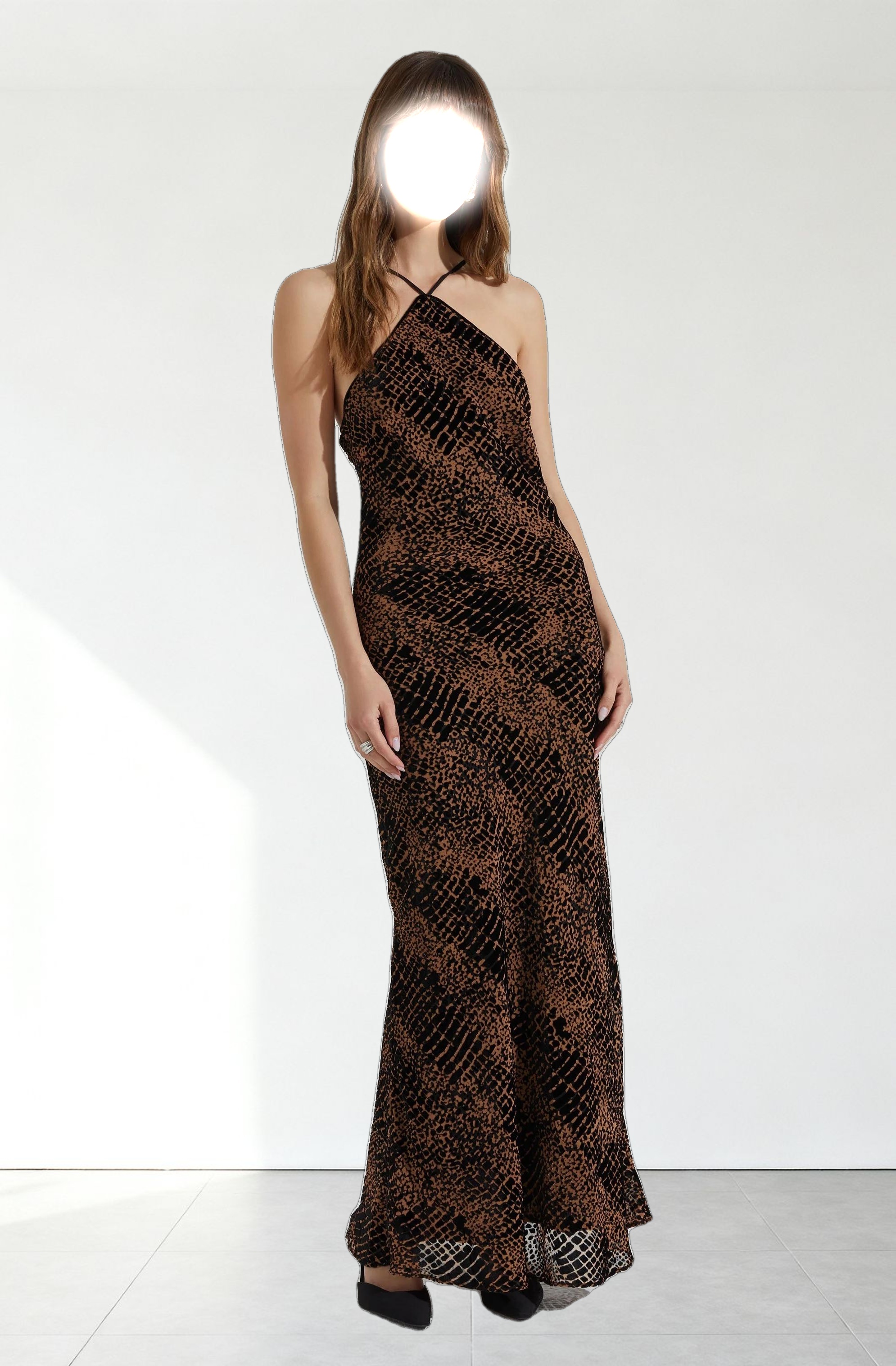 Briotte Velvet Burnout Maxi Dress