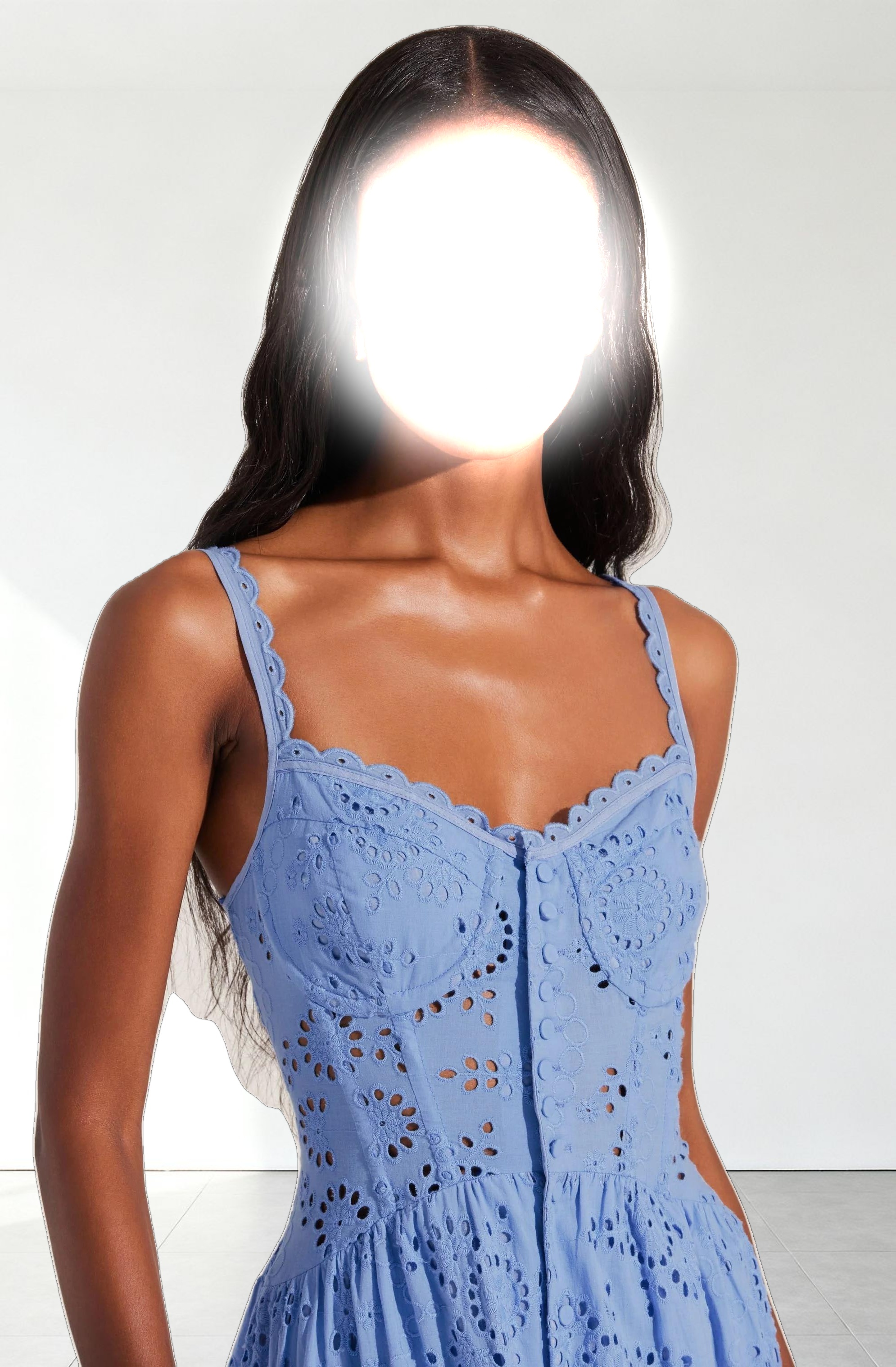 Yamila Eyelet Corset Midi Dress