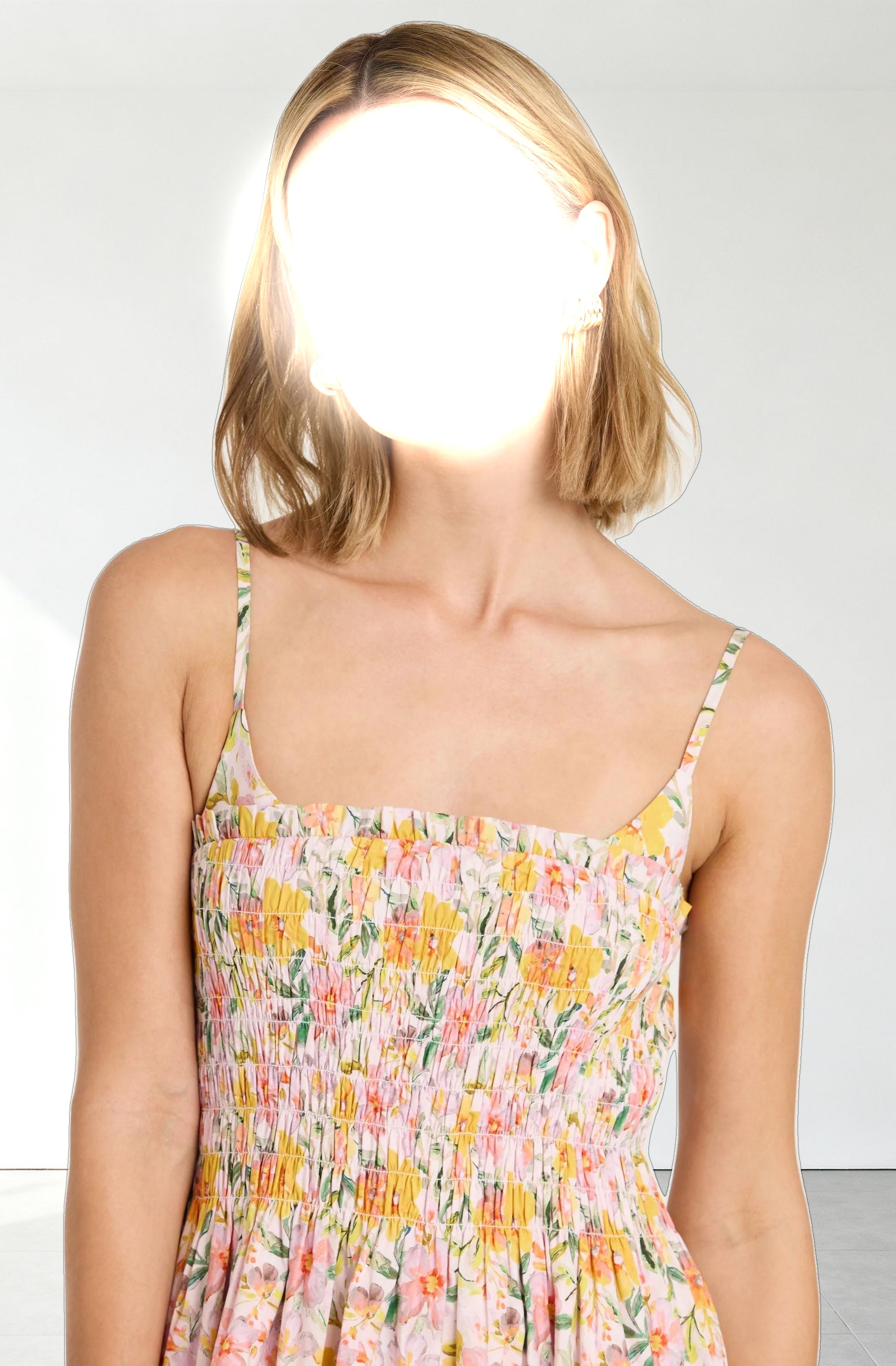 Smocked Floral Midi Dress