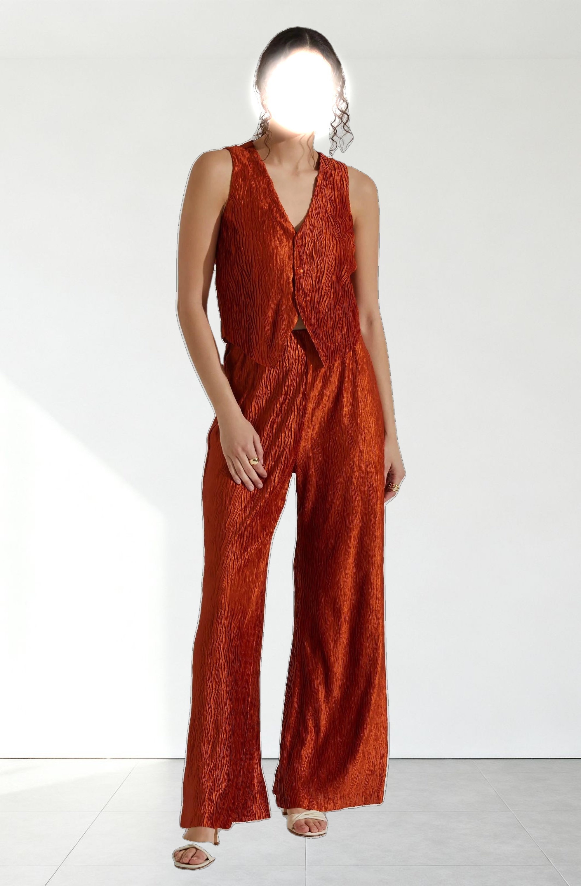 Button Up Plisse Vest