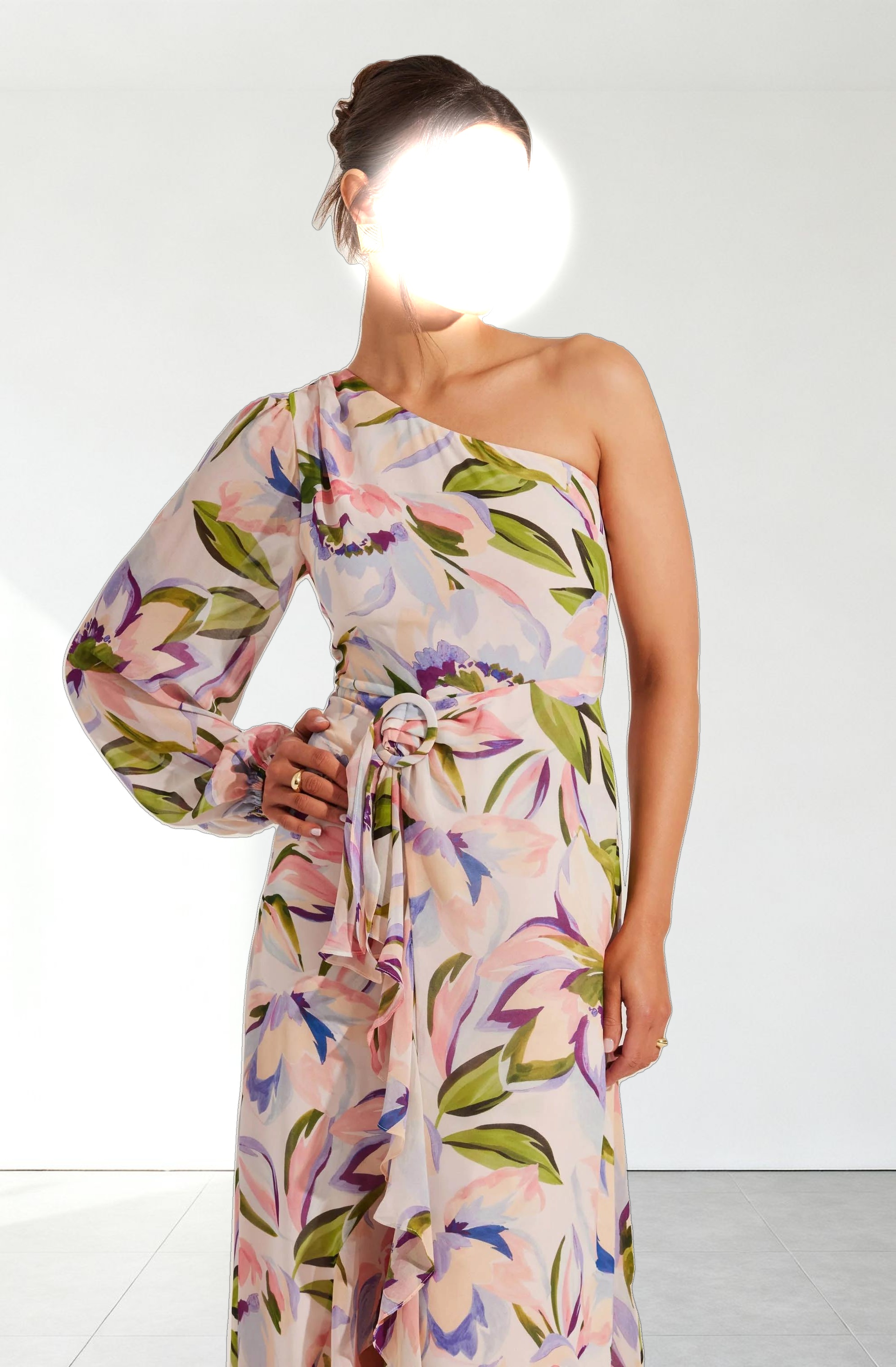 Sandersonia Floral One Shoulder Dress