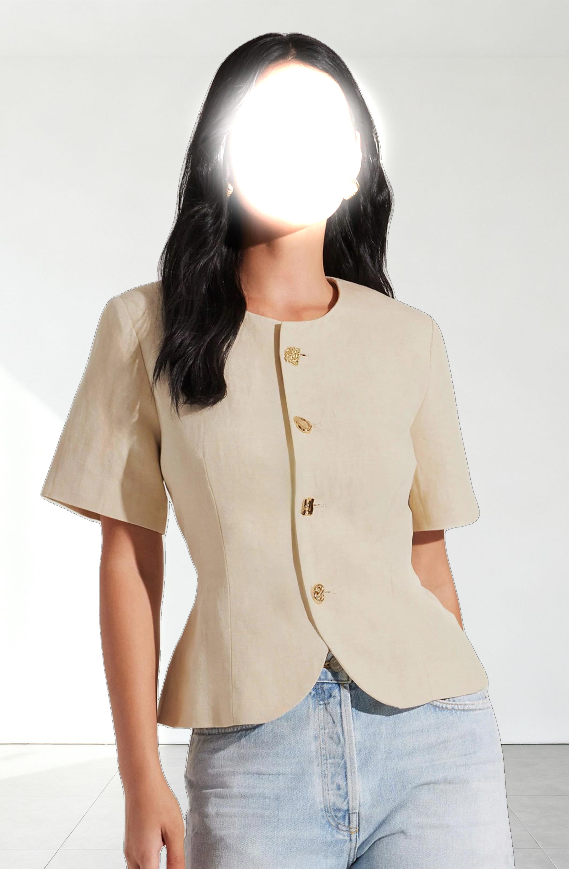 Saige Cutaway Linen Blend Jacket