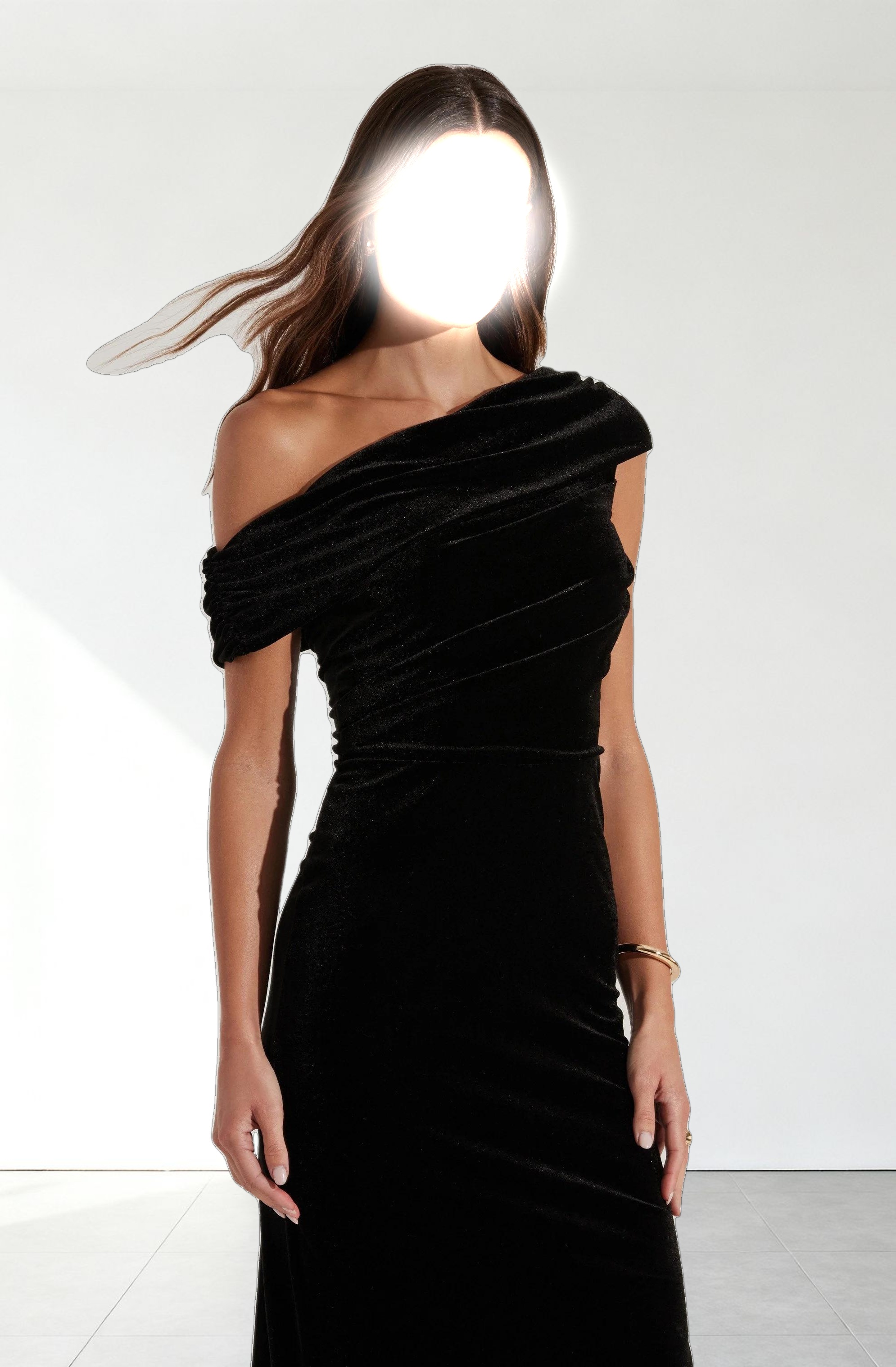 Velvet Off Shoulder Midi Dress