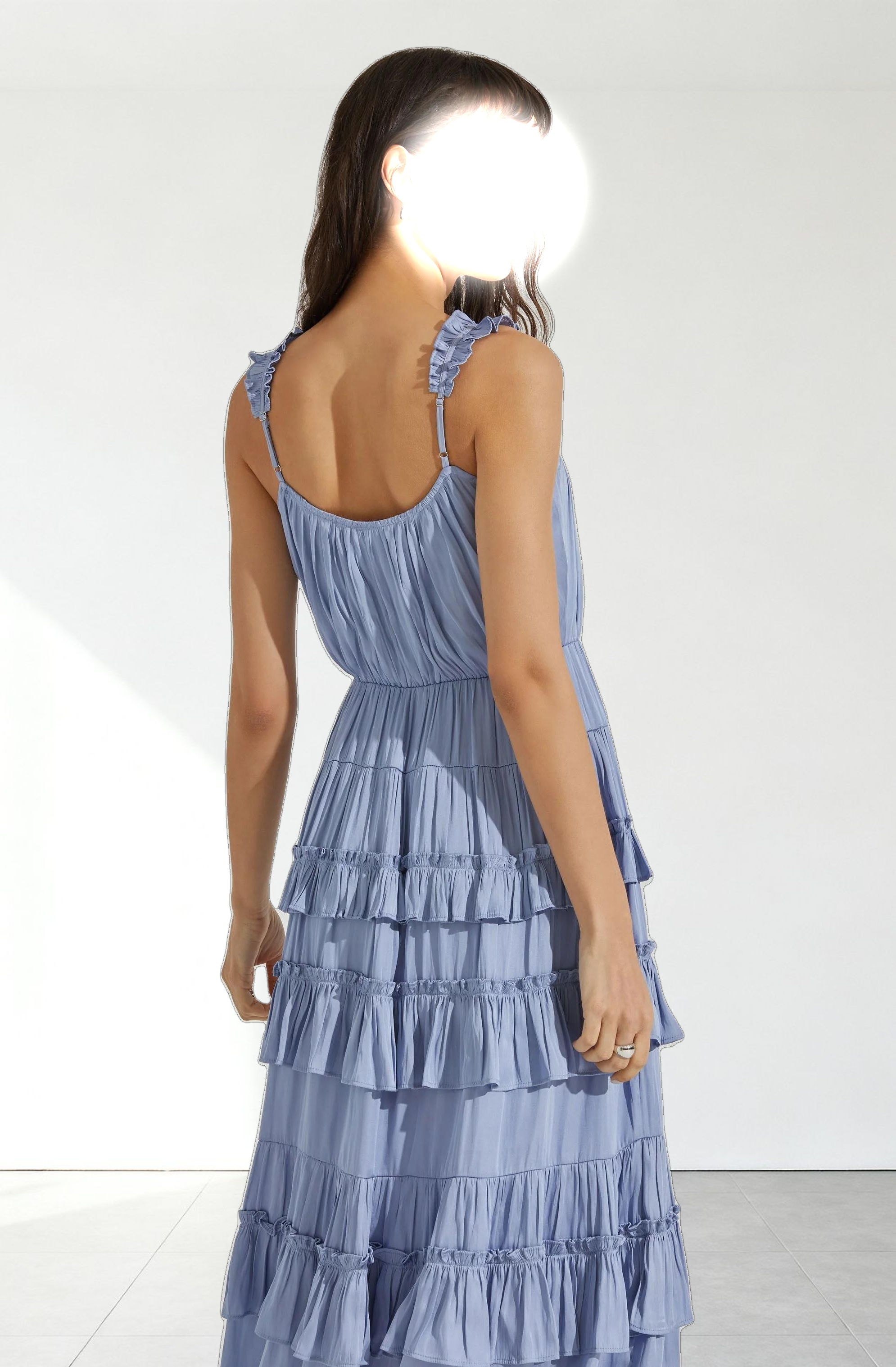 Satin Tiered Midi Dress