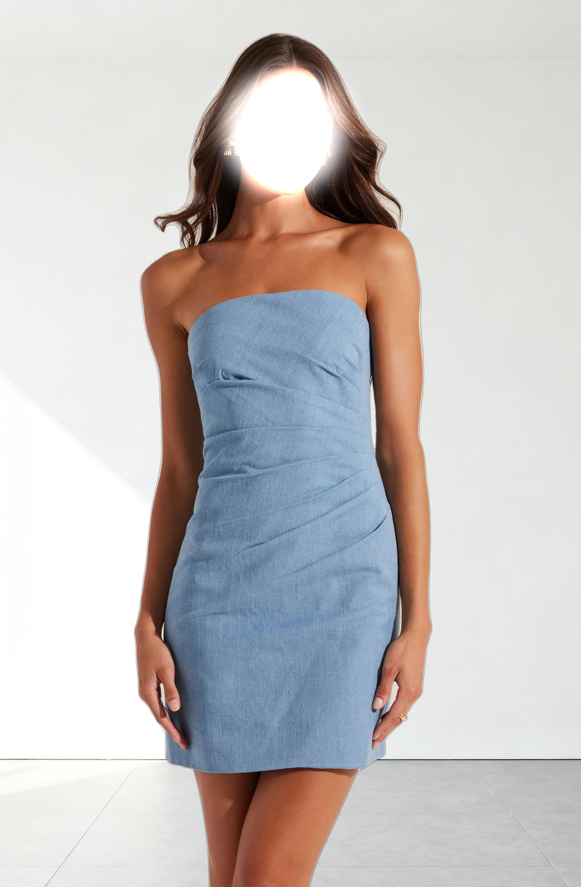 Mazzei Strapless Denim Mini Dress