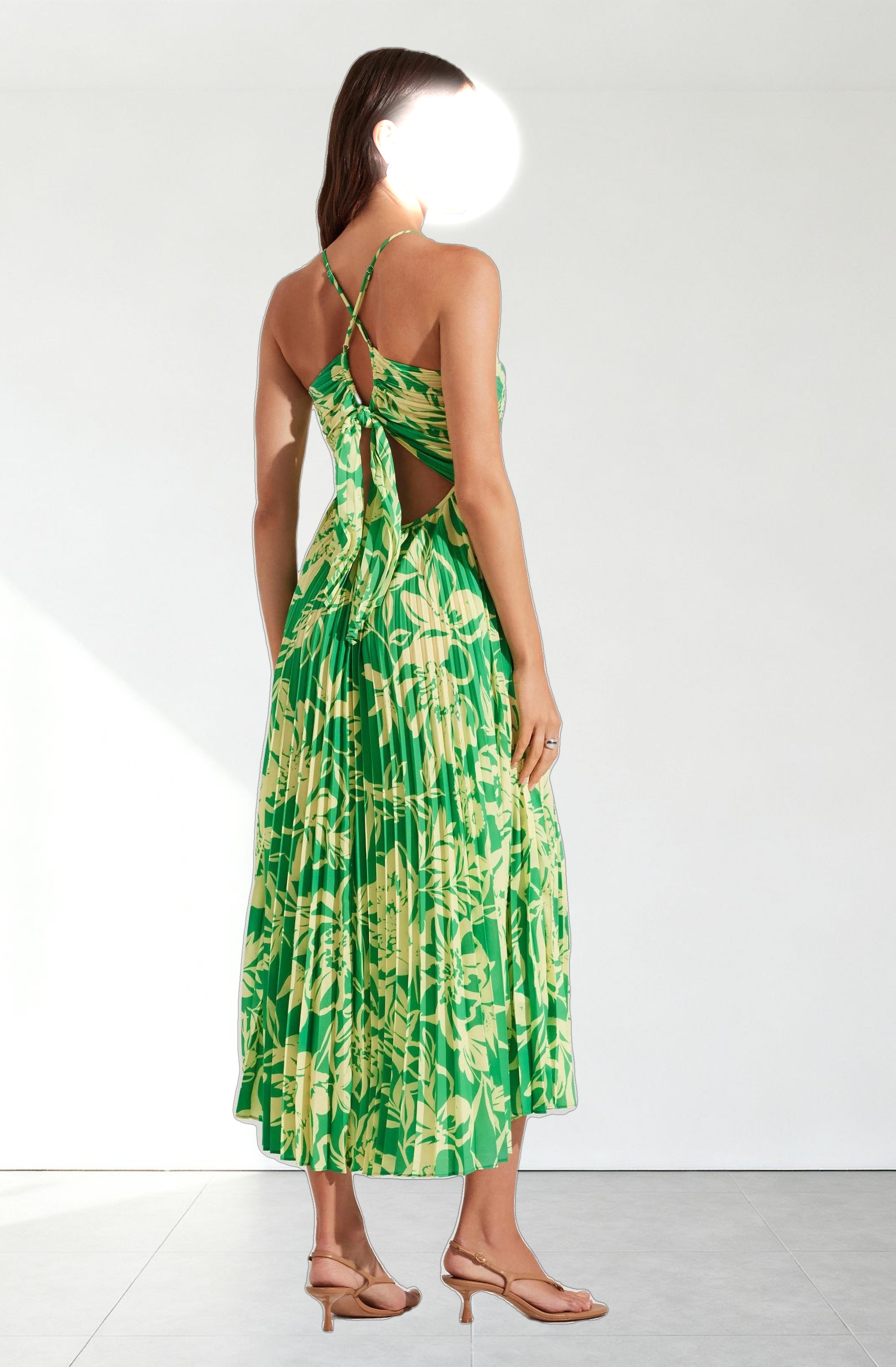 Blythe Floral Plisse Midi Dress